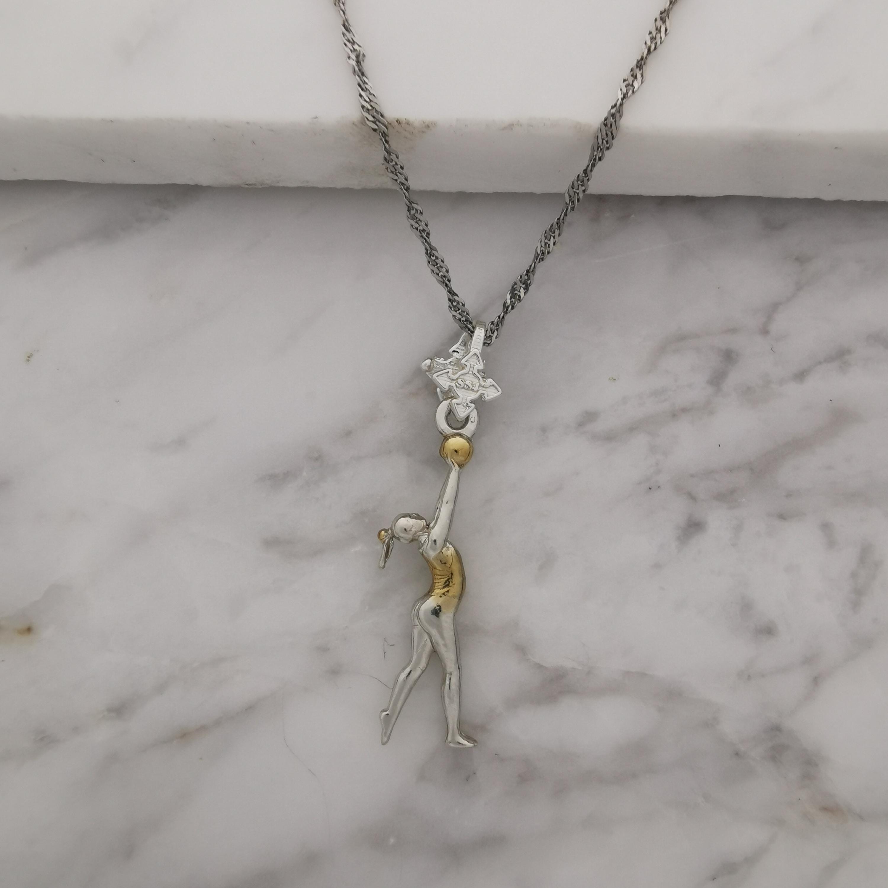 Rhythmic Gymnastics Jewelry Pendant for Women β 925 Silver with Partial Gold Plating β Ball Routine Sport Charm β Necklace
