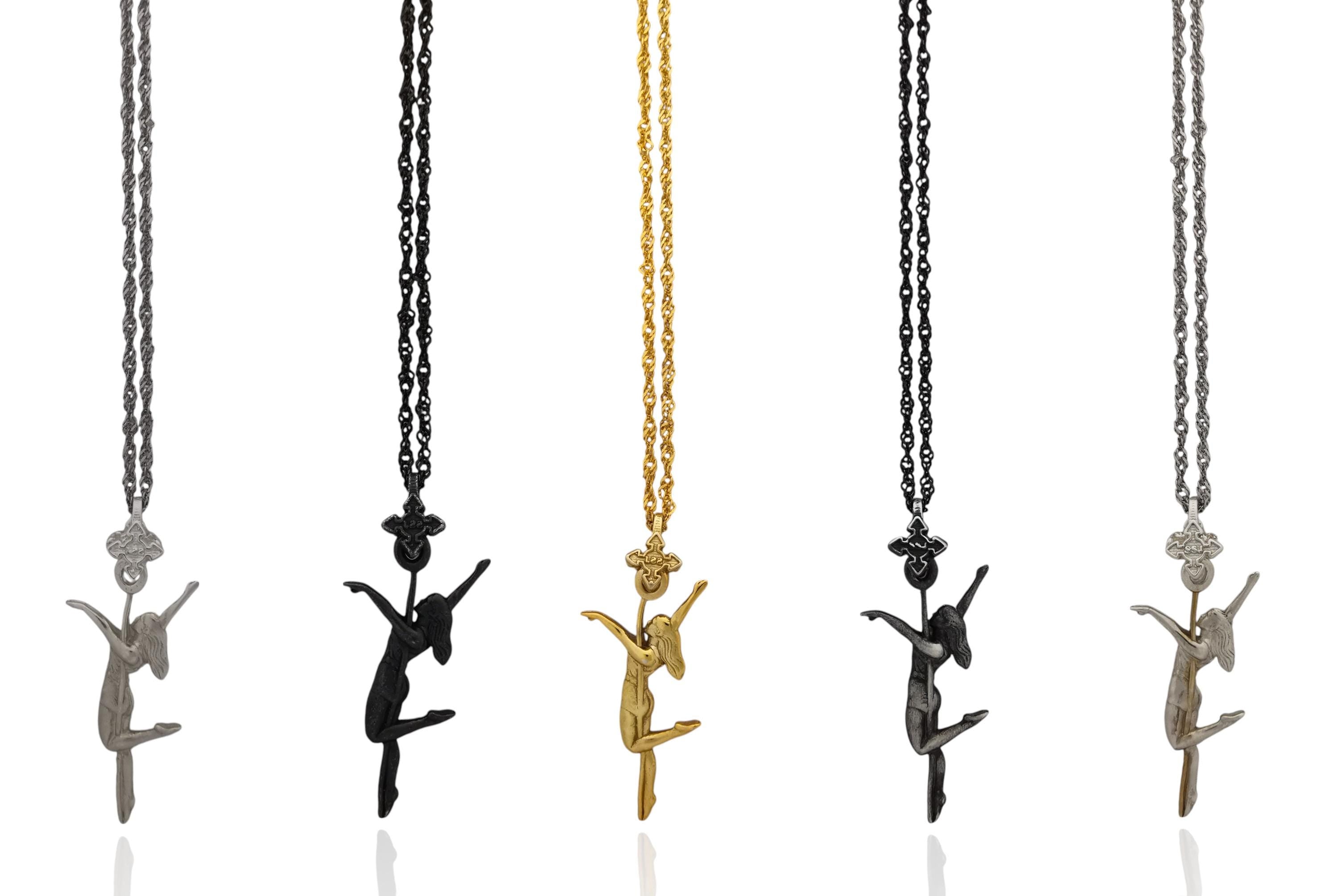 Pole Dance Jewelry for Women – Black Oxidized 925 Silver Pendant – Sensual Necklace Gift for Dancer, Performer or Free Spirit