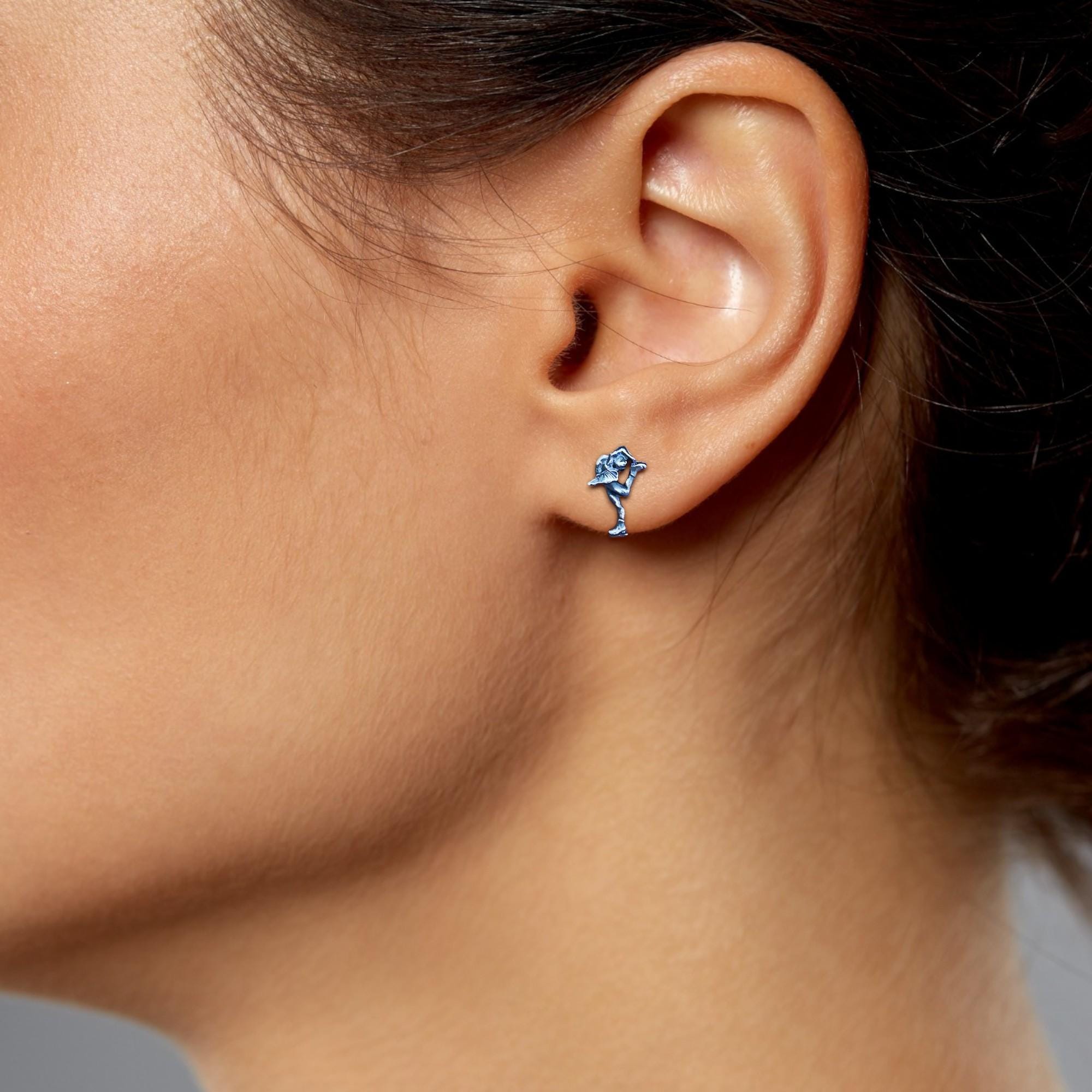 Figure Skating Stud Earrings. Vintage Style Patinated 925 Silver Jewelry for Women, Gift for Skater, Coach or Athlete, Small Sports Earrings