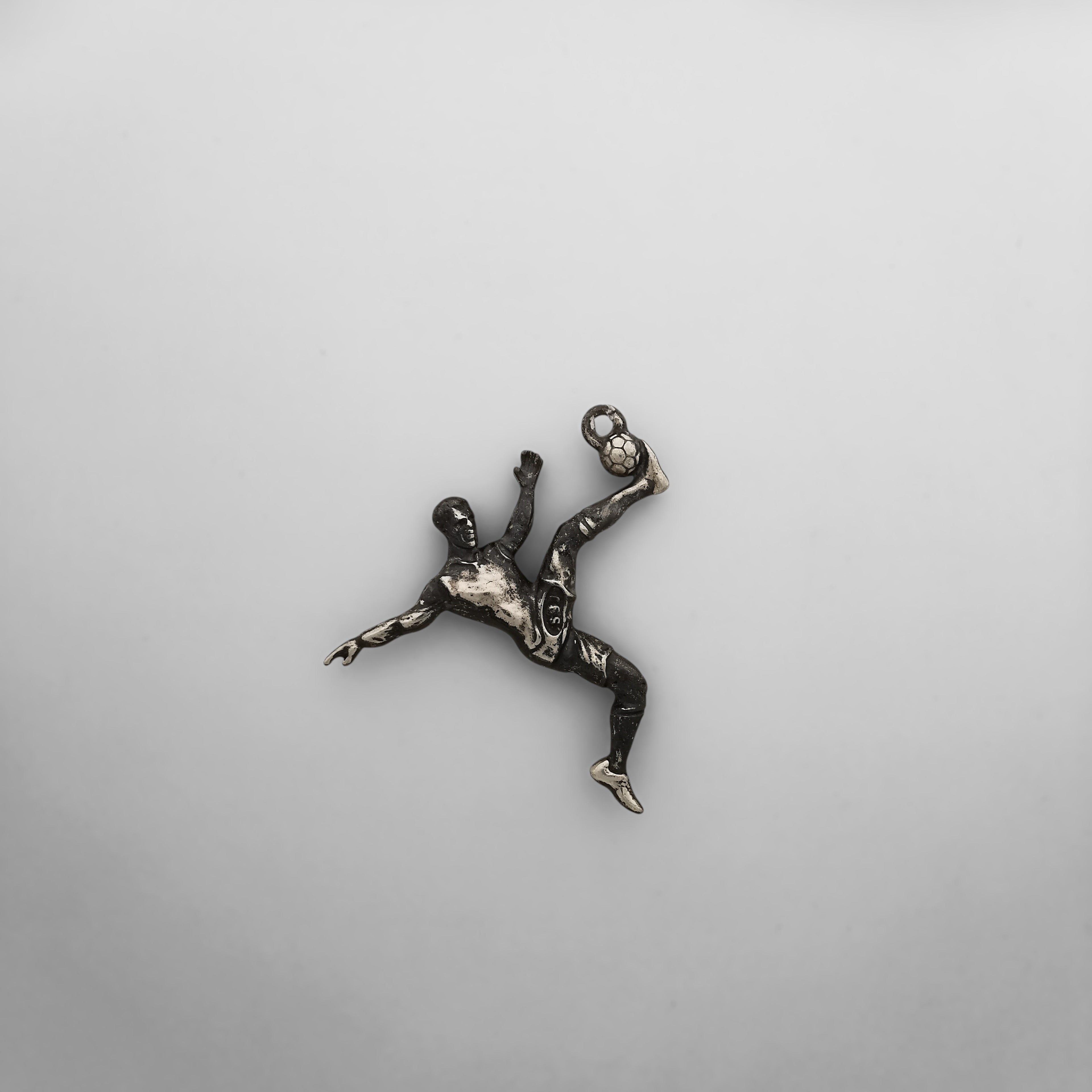 Football (Soccer) Pendant for Men – 925 Silver with Partial Gold Plating Jewelry Gift – Handcrafted Sports Charm for Players, Necklace