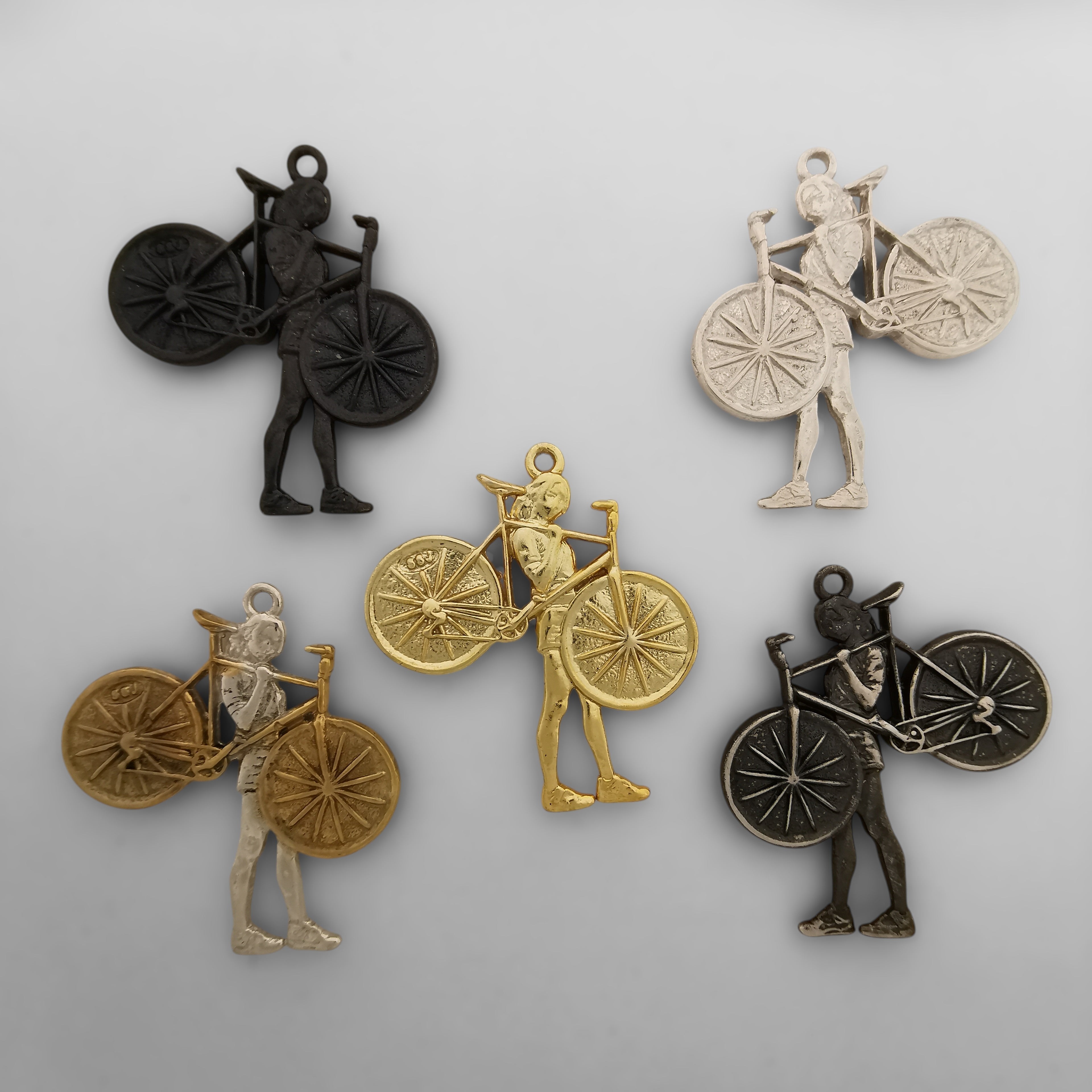 Cycling Jewelry Pendant for Women – Oxidized Black 925 Silver Gift – Sports Accessory for Cyclists and Riders by SSJ – Necklace