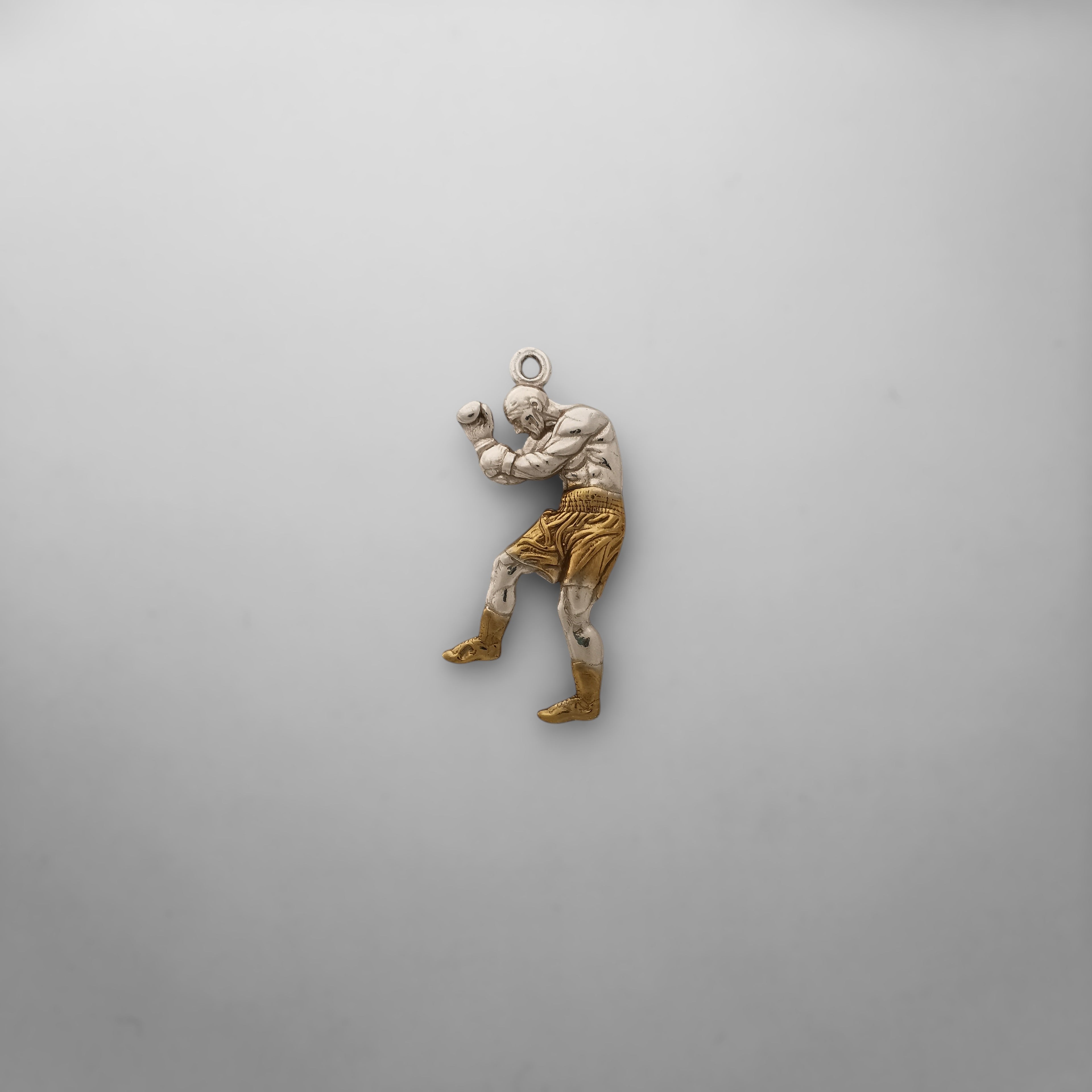 Boxing Jewelry Pendant for Men – 925 Silver with Partial Gold Plating – Handcrafted Sports Gift for Birthday or Father’s Day – Necklace