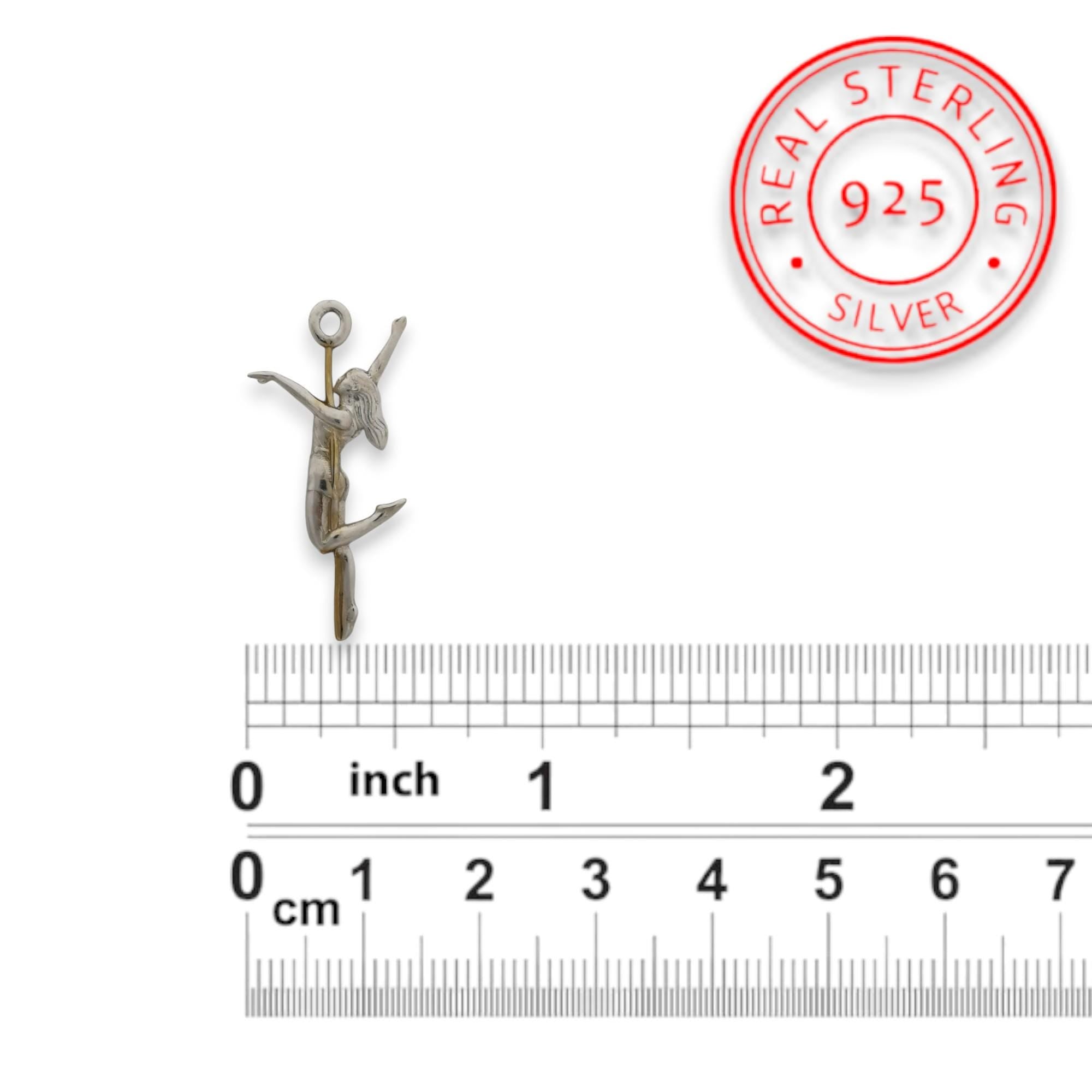 Pole Dance Jewelry – Two Tone 925 Silver with Gold Detail – Elegant Necklace Gift for Artistic & Passionate Women