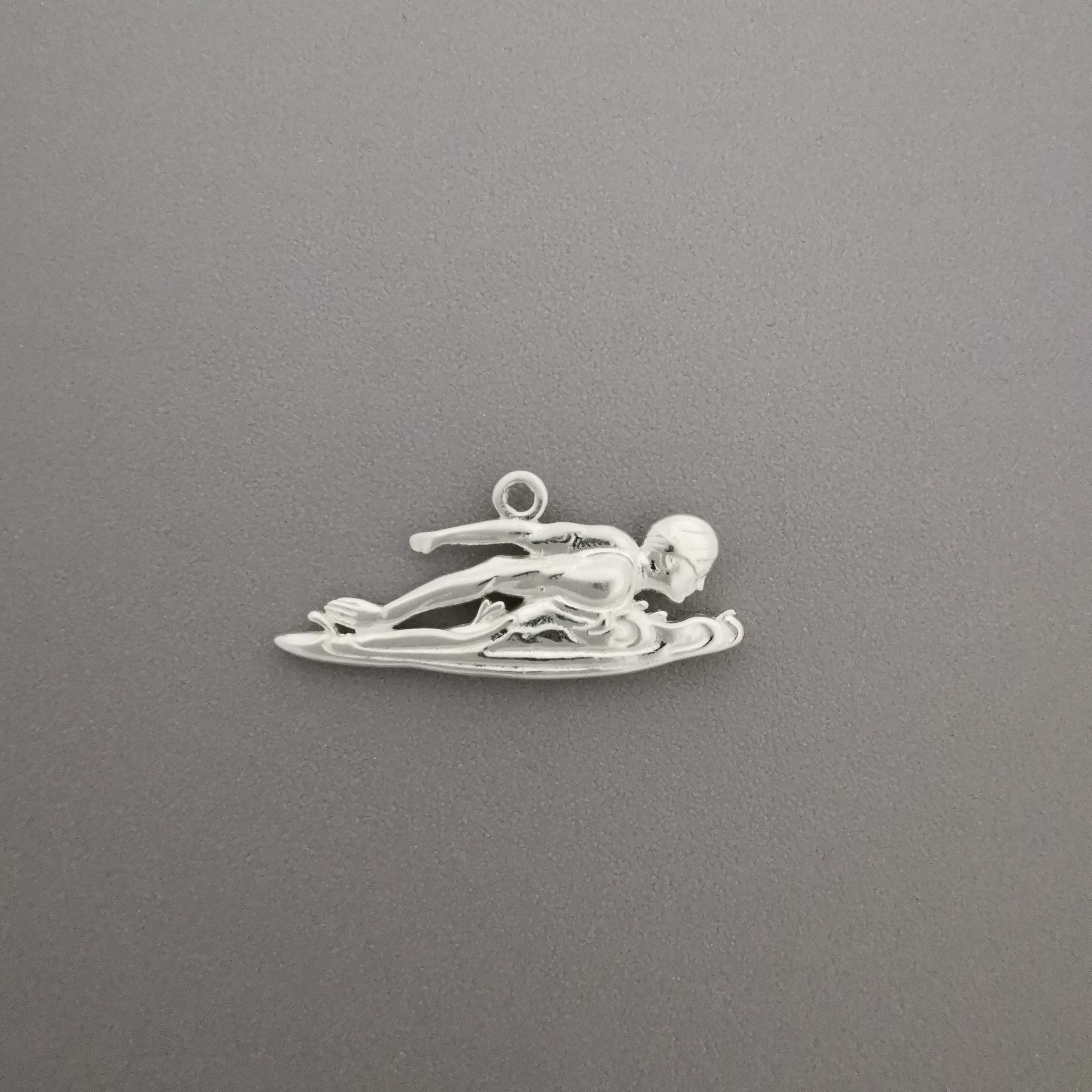 Swimming Jewelry Pendant for Men – Classic 925 Silver Gift – Sports Accessory for Freestyle Swimmers and Teen Boys – Necklace