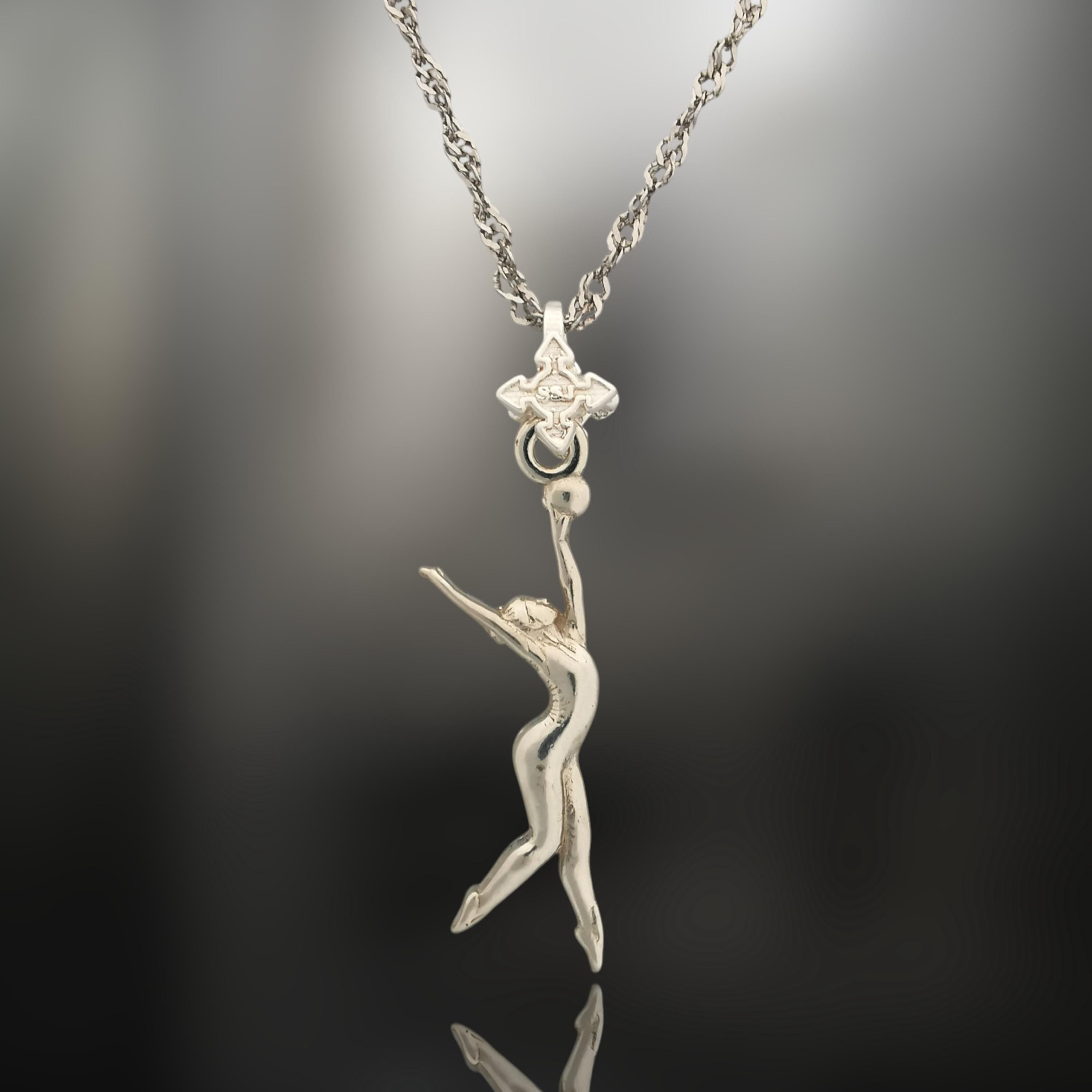 Rhythmic Gymnastics Jewelry Pendant for Women – Classic Silver 925 Gift – Ball Routine Charm for Ladies in Sport – Necklace