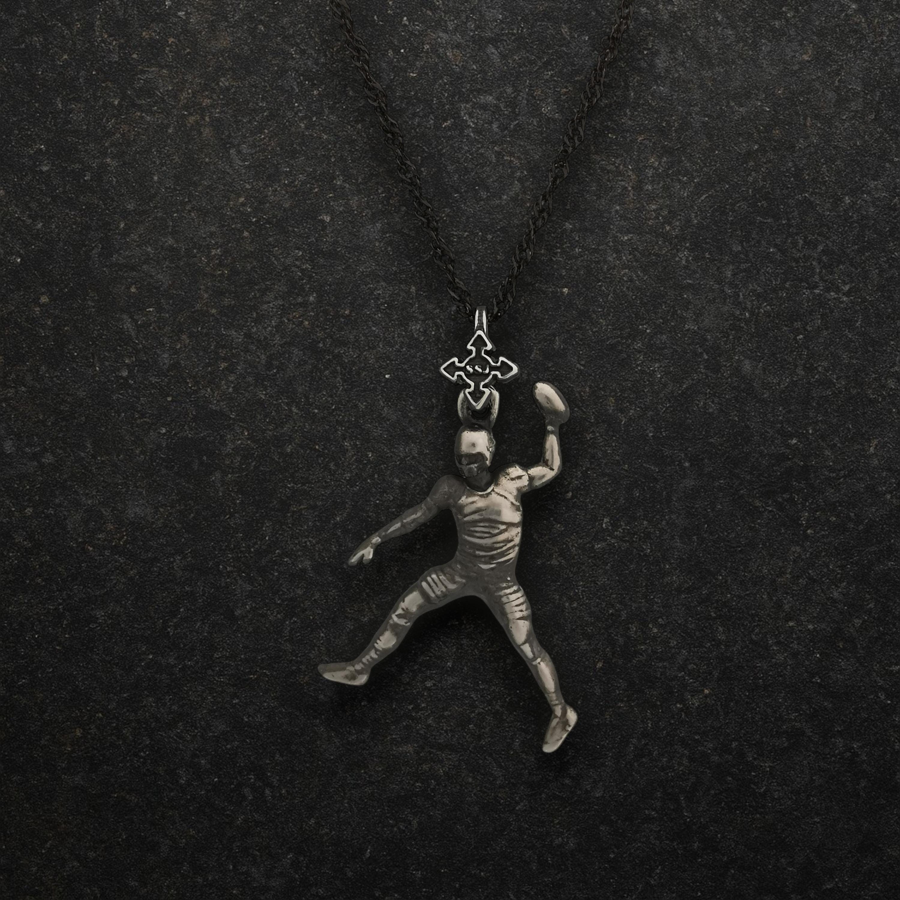 American Football Jewelry Pendant for Men – Vintage Style 925 Silver Gift – Sports Necklace