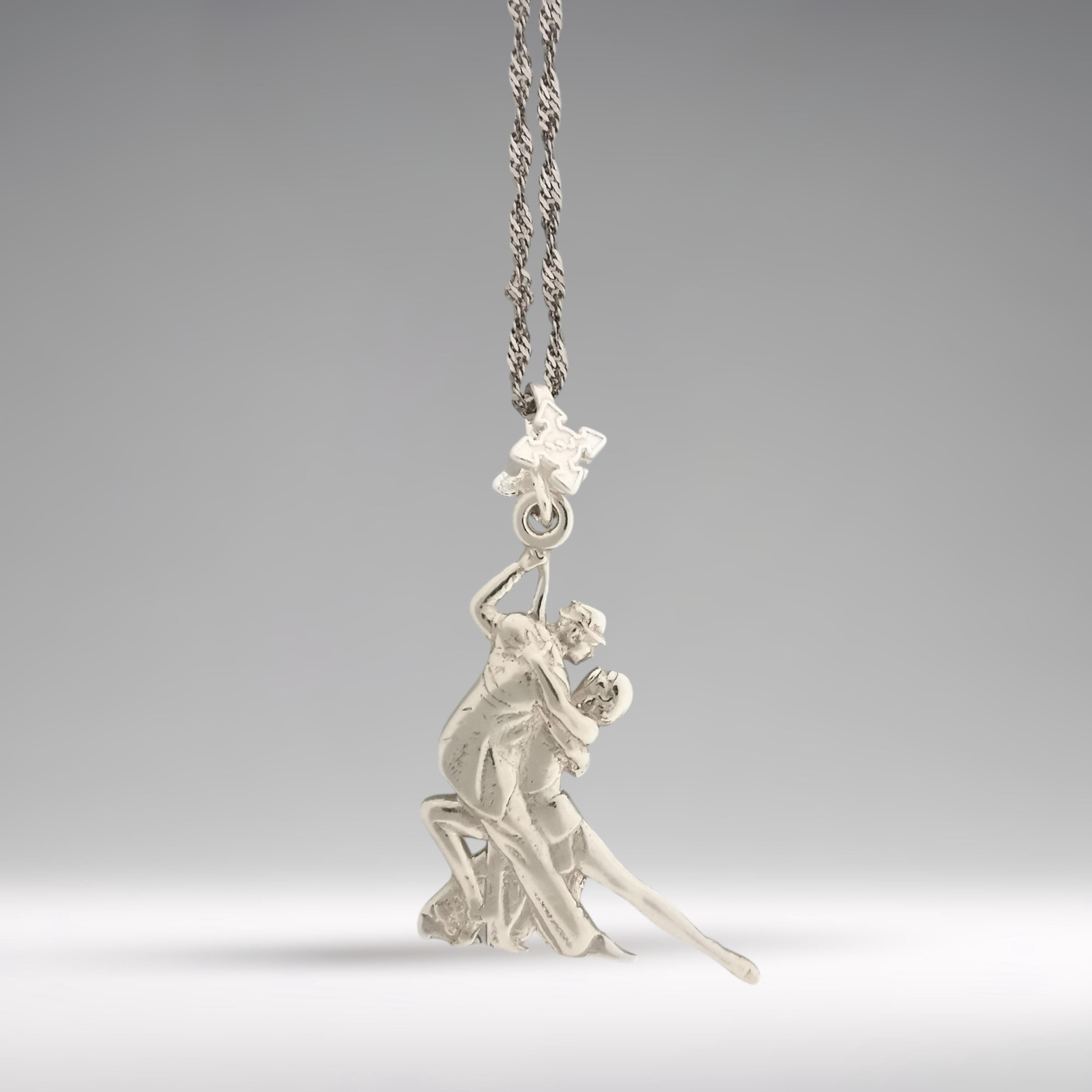 Dance Jewelry Pendant for Women – Classic Silver 925 Gift – Tango Salsa Sports Charm for Couples, Dancers & Artists – Necklace