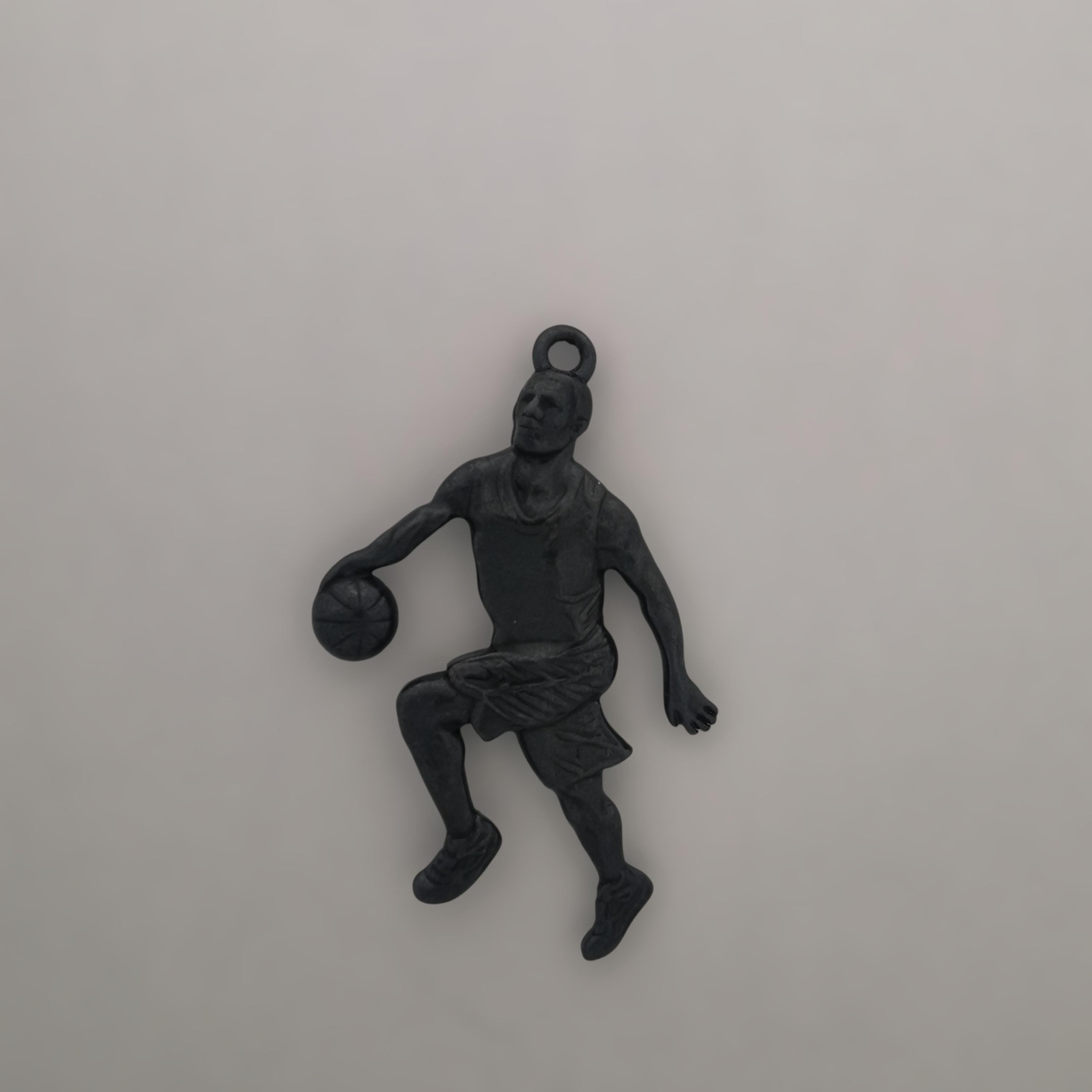 Basketball Jewelry Pendant for Men – Oxidized Black 925 Silver Gift – Bold Sports Accessory for Players and Collectors – Necklace