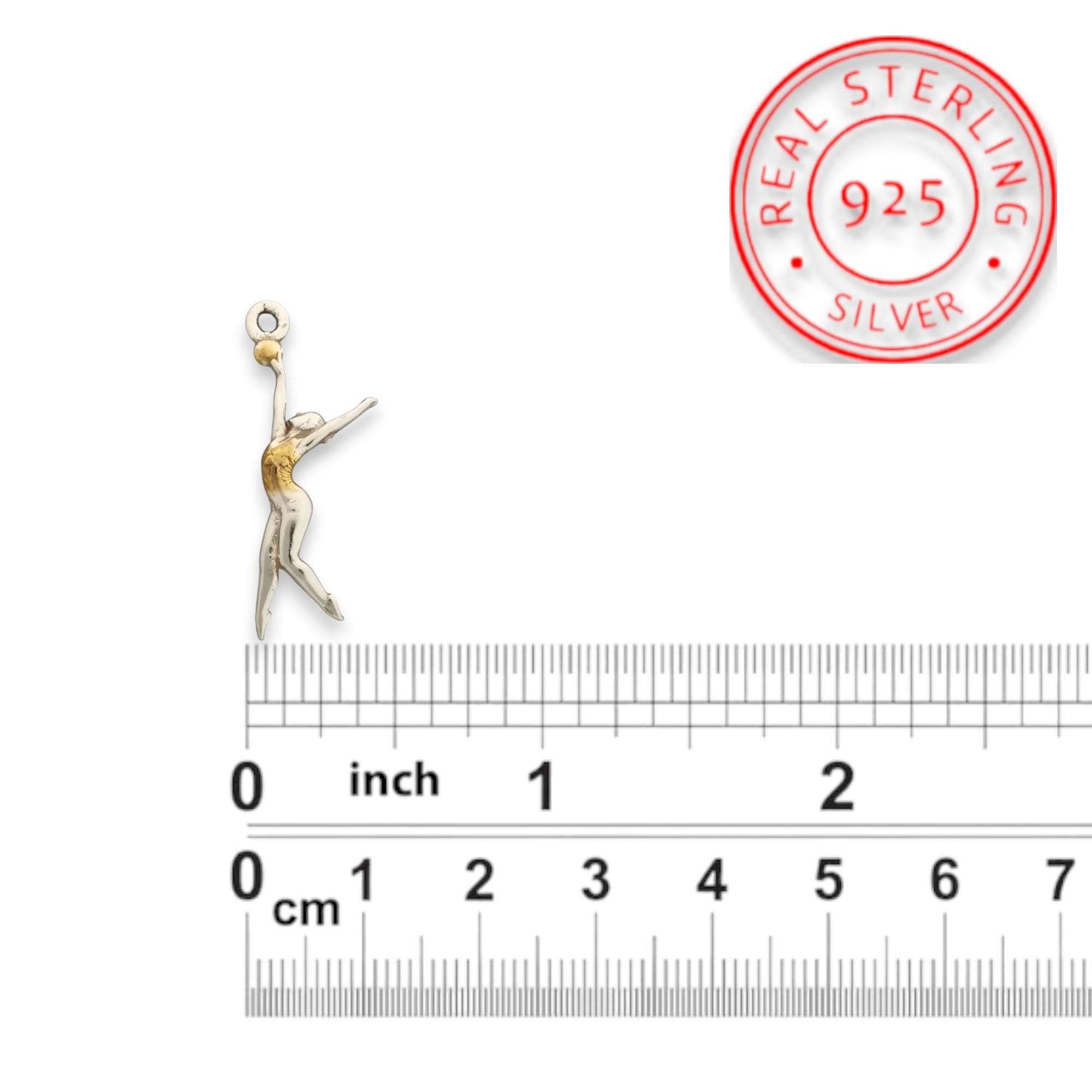 Rhythmic Gymnastics Jewelry Pendant for Women β 925 Silver with Partial Gold Plating β Ball Routine Sport Charm β Necklace
