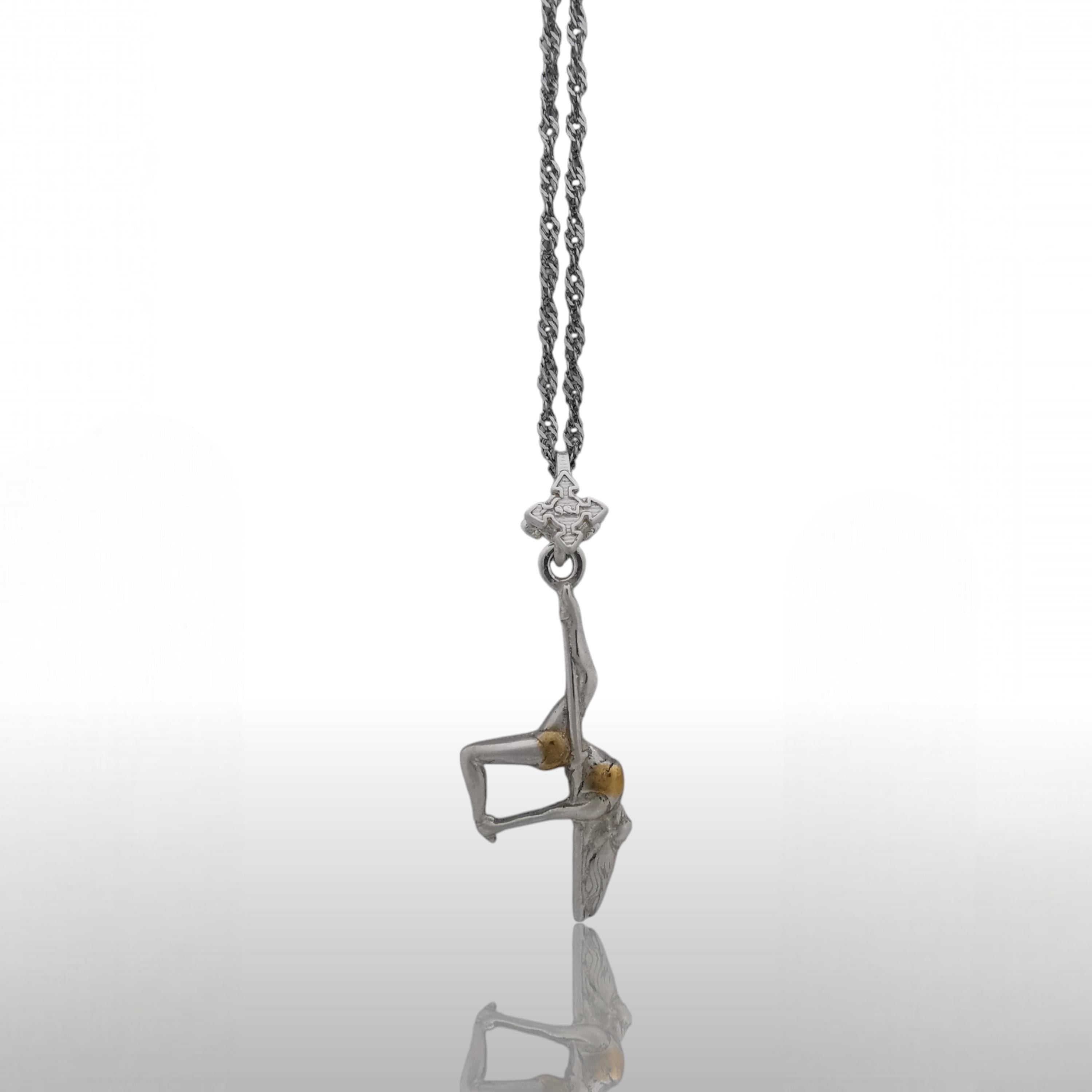 Pole Dance Jewelry – Two-Tone 925 Silver Pendant with Gold Accent – Sensual & Elegant Gift for Women