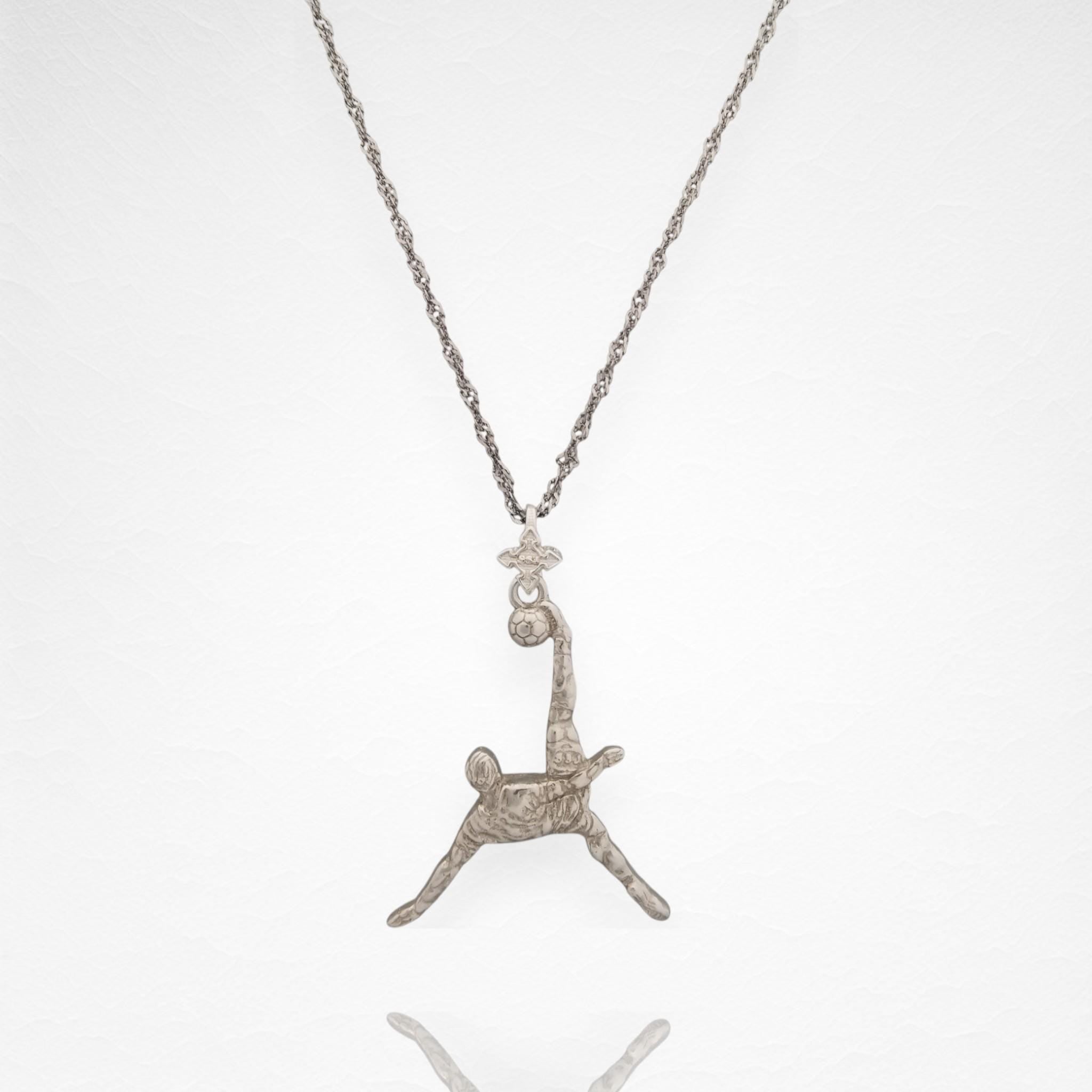 Football (Soccer) Jewelry Pendant for Men – Classic Silver 925 Gift – Bicycle Kick Sport Charm – Necklace