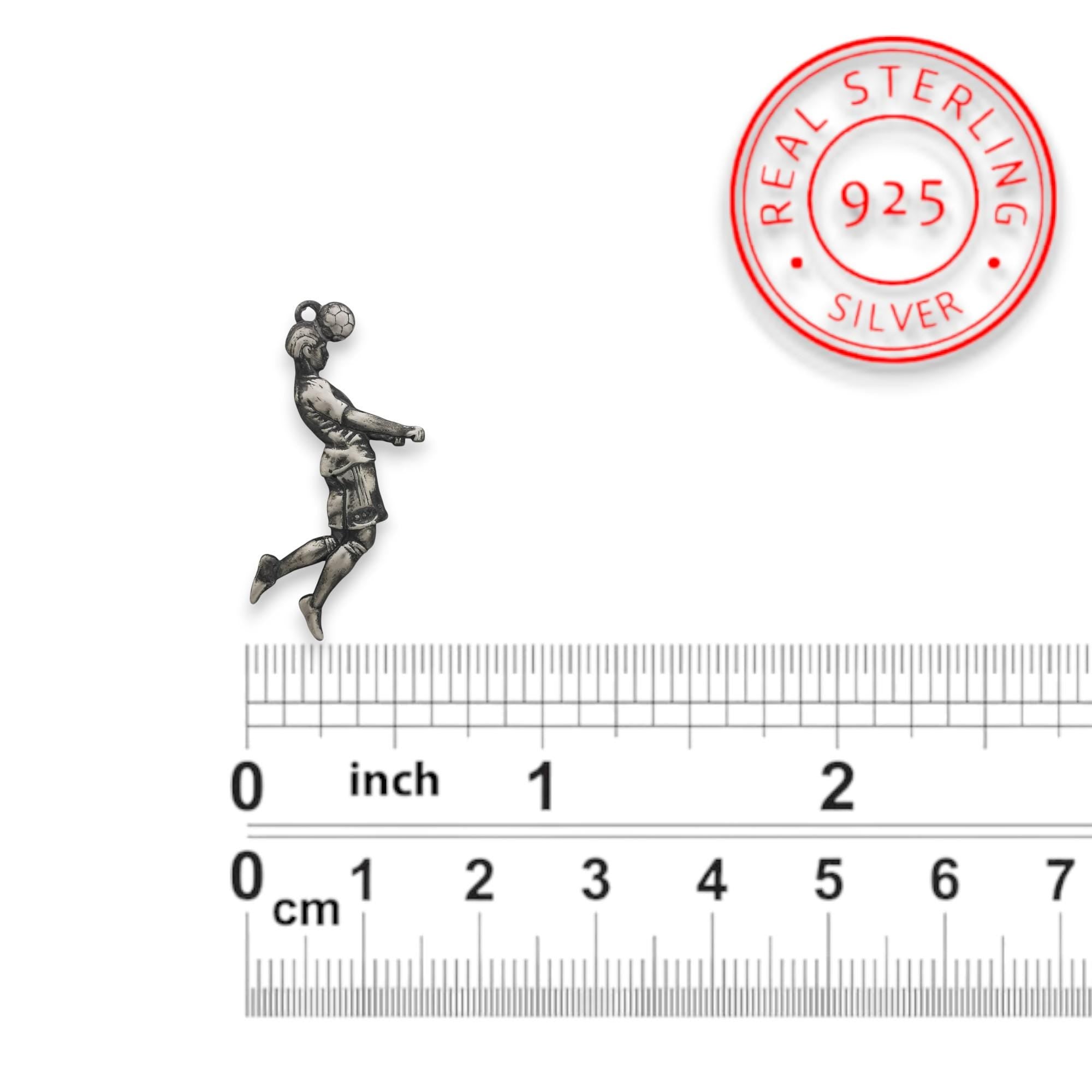 Football (Soccer) Jewelry Pendant for Men – Vintage Style 925 Silver Gift – Header Shot Charm for Players – Necklace