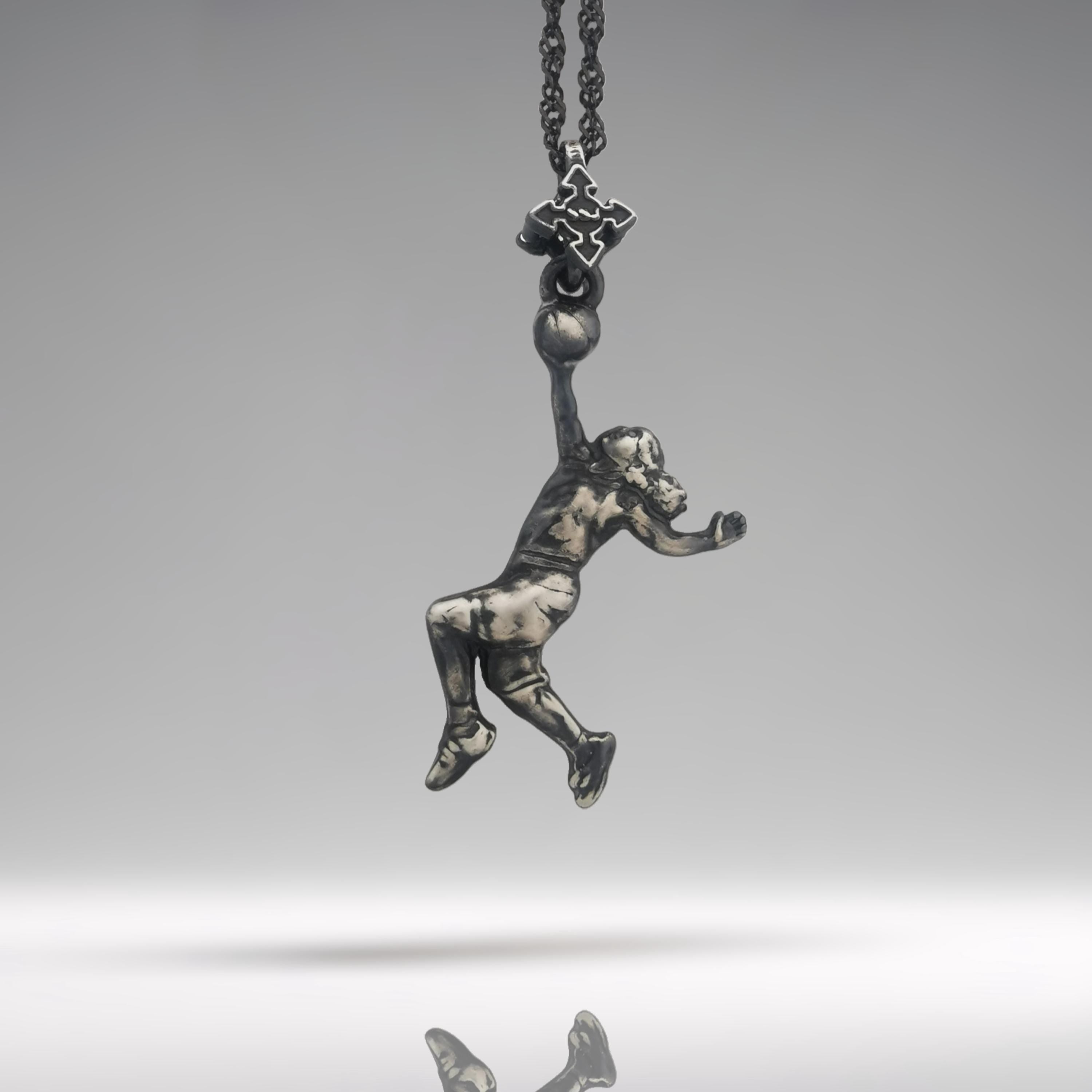 Basketball Jewelry Pendant for Women – Vintage Style 925 Silver Gift – Sporty Accessory for Girls and Players – Necklace