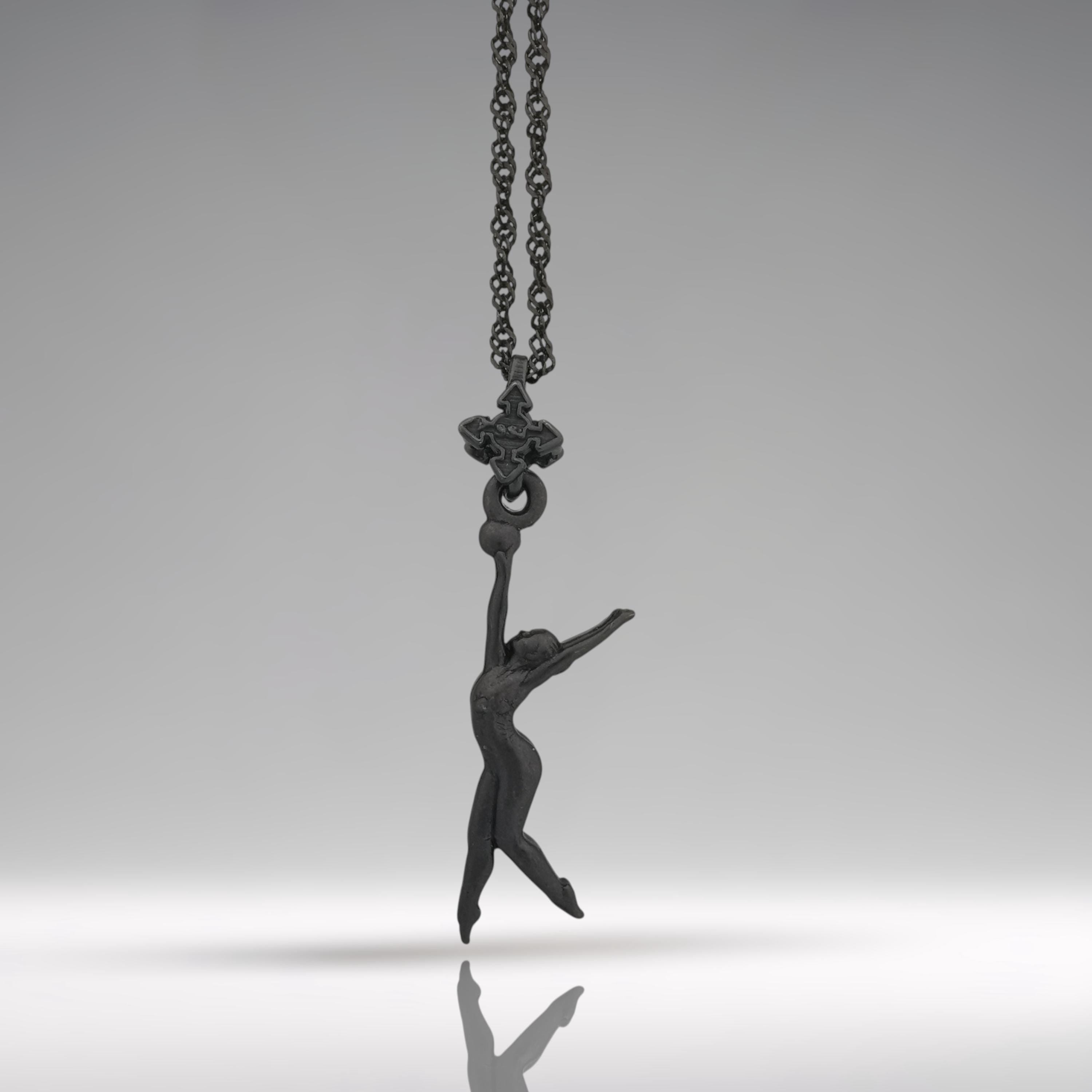 Rhythmic Gymnastics Jewelry Pendant for Women – Oxidized Black 925 Silver Gift – Ball Routine Charm for Dancers & Athletes – Necklace