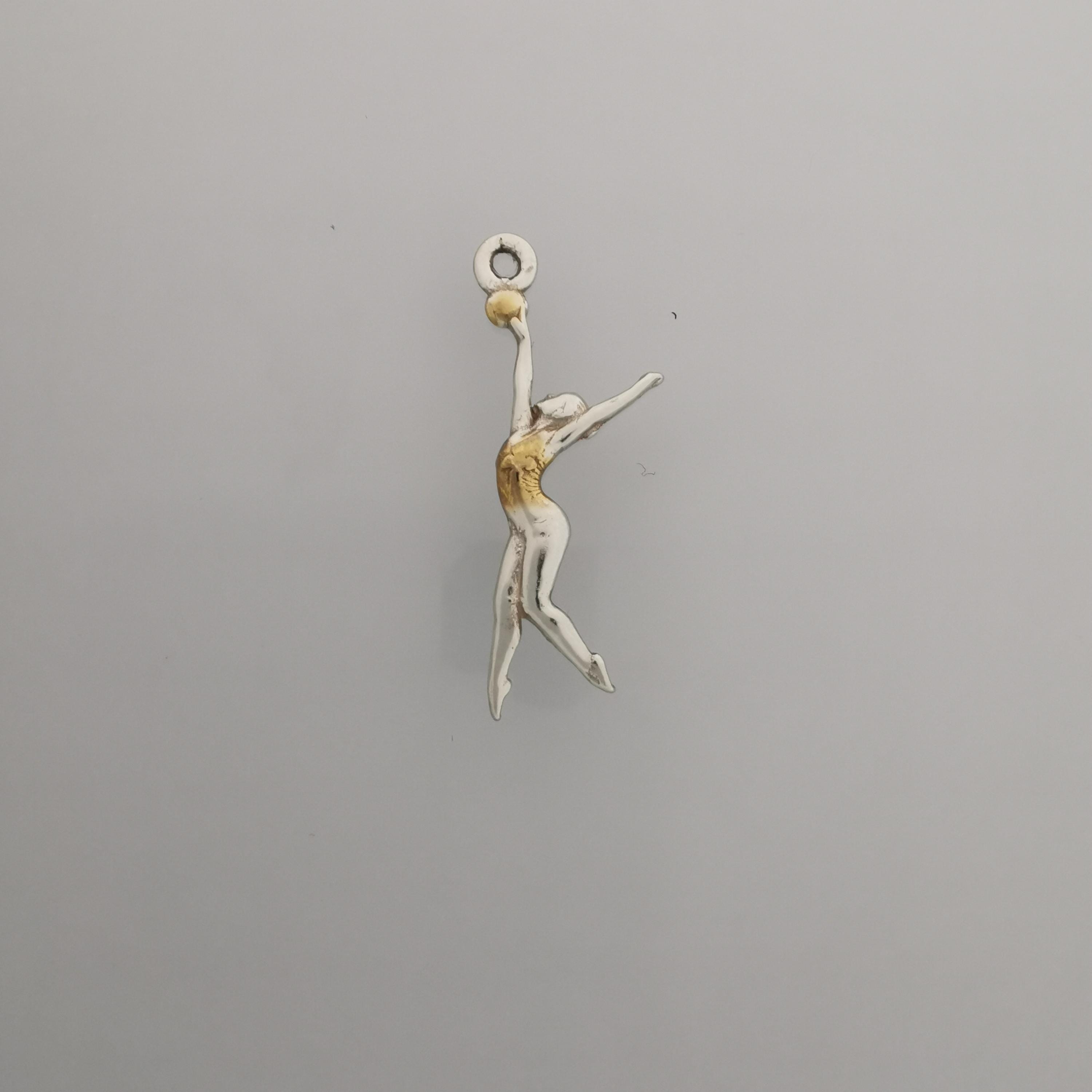 Rhythmic Gymnastics Jewelry Pendant for Women β 925 Silver with Partial Gold Plating β Ball Routine Sport Charm β Necklace