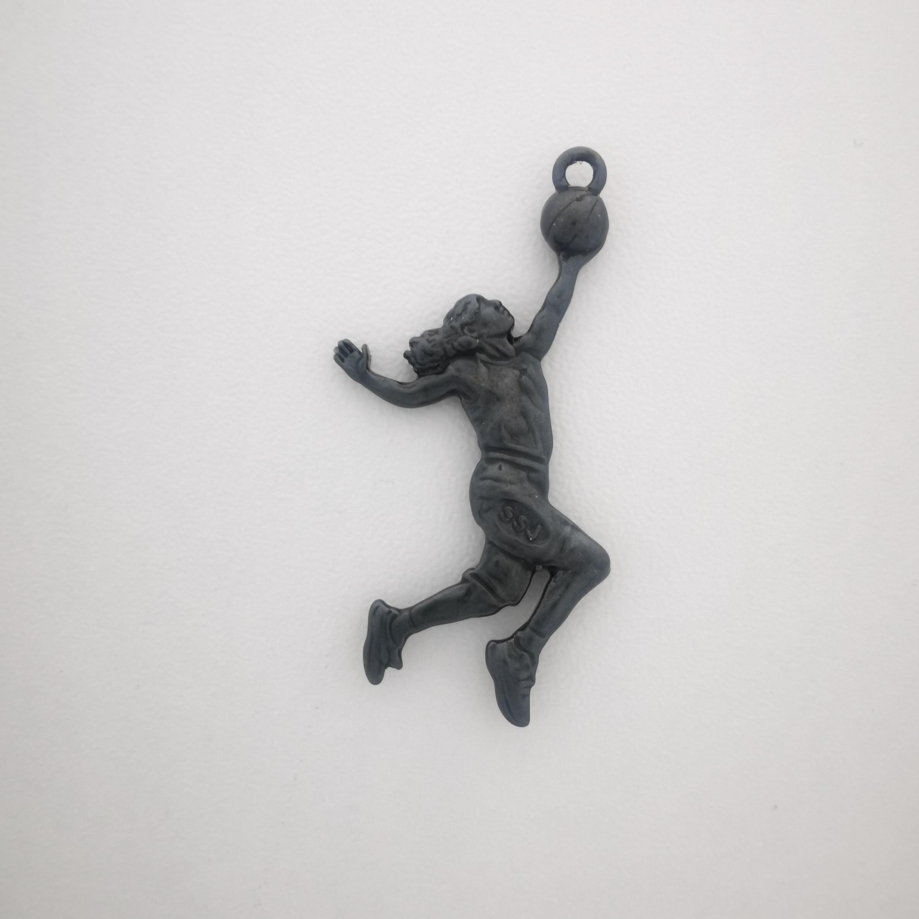 Basketball Jewelry Pendant for Women – Oxidized Black 925 Silver Gift – Bold Sports Accessory for Girls and Players – Necklace