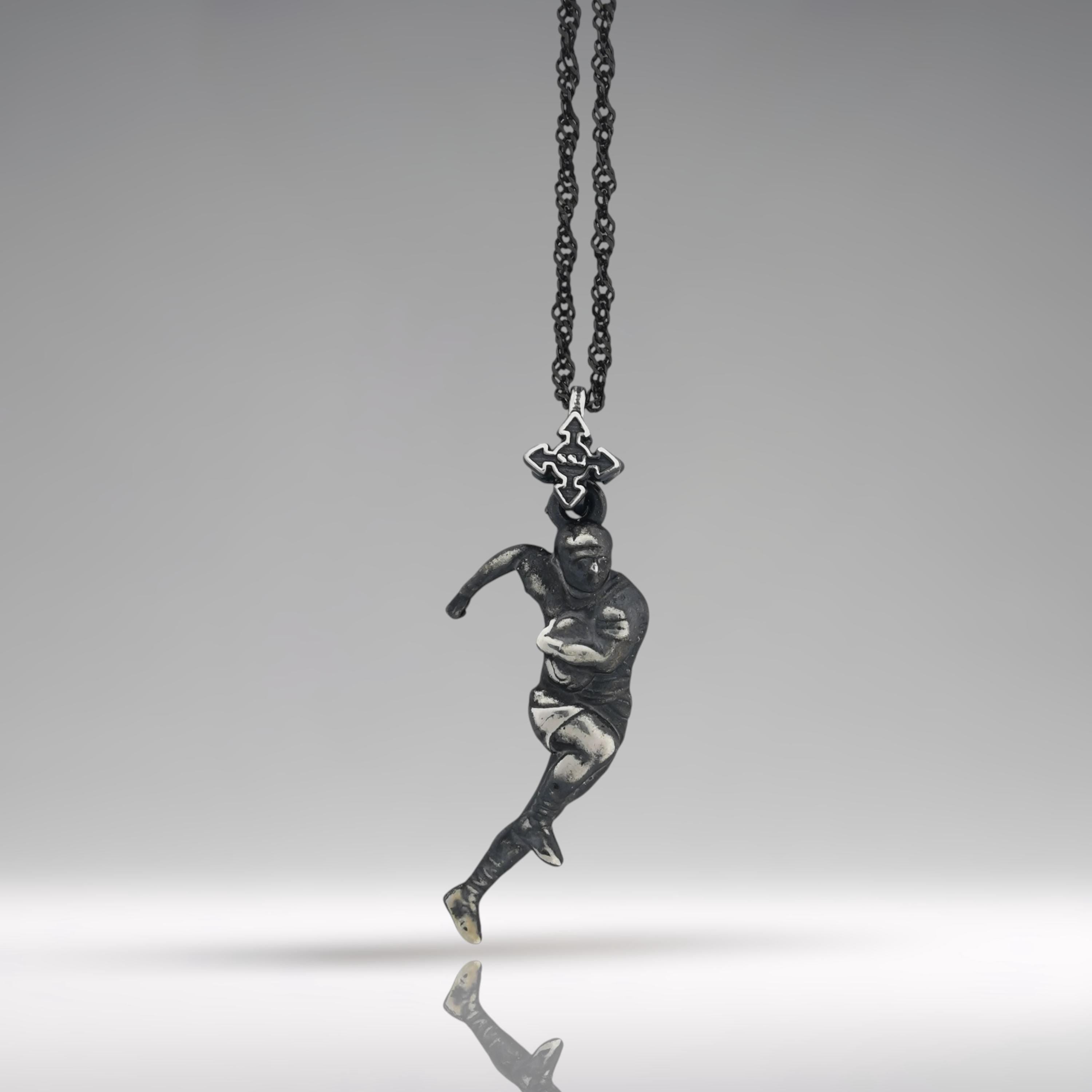 Rugby Jewelry Pendant for Men – Vintage Style 925 Silver Gift – Classic Sports Accessory for Players – Necklace