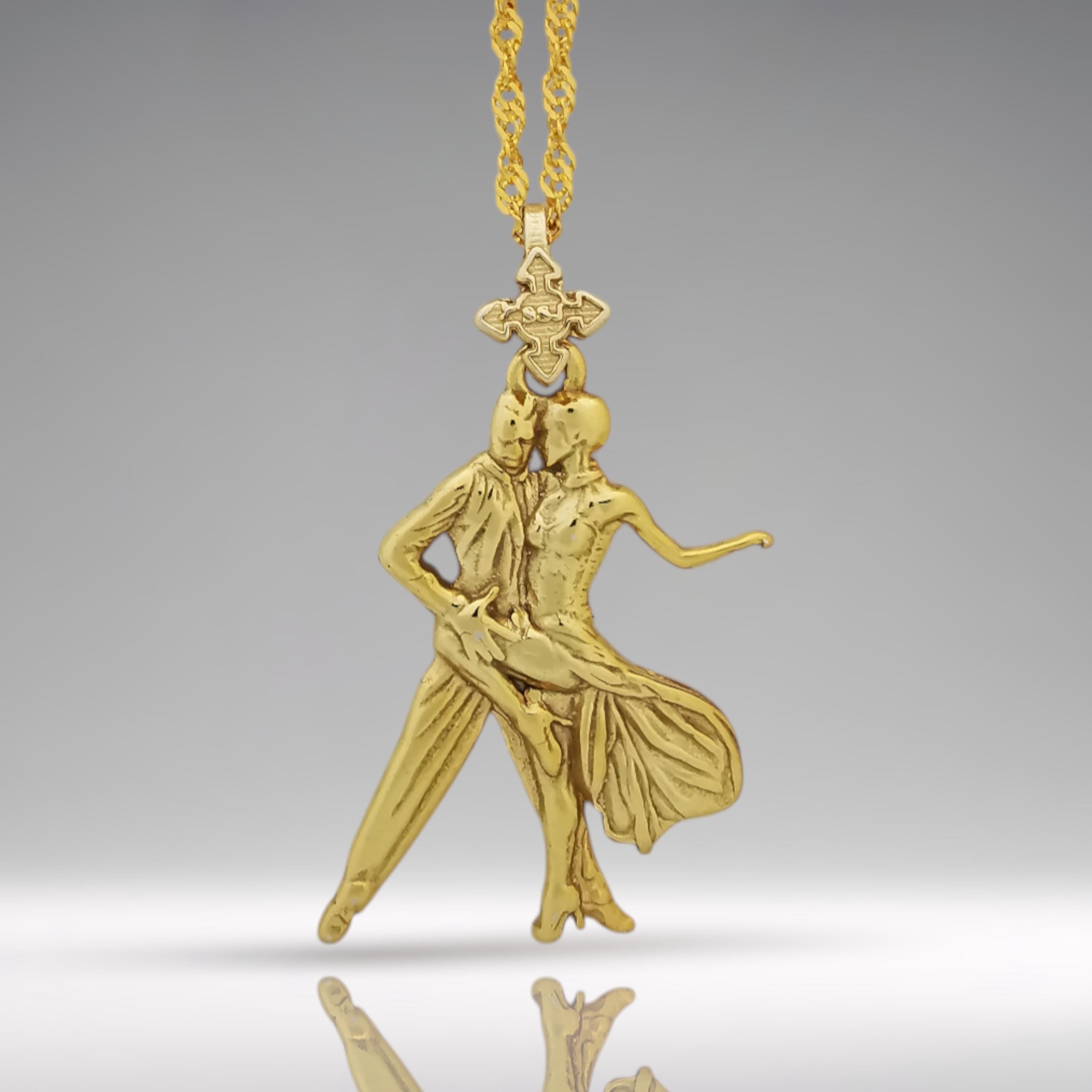 Tango Jewelry Pendant for Women, Gold Plated 925 Silver Pendant, Latin Dance Jewelry, Romantic Gift for Her, Couple Necklace, Elegant Design