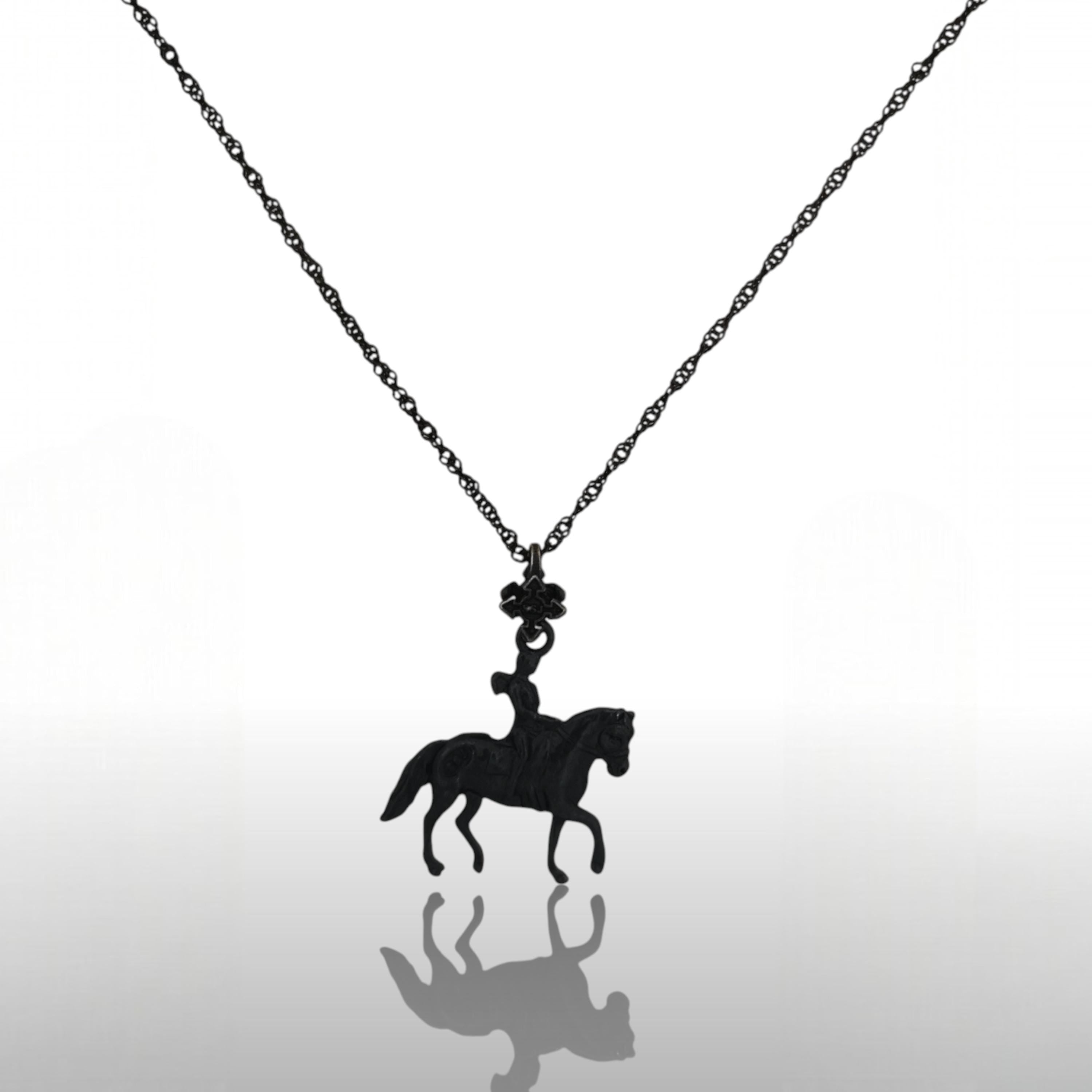 Horse Jewelry Pendant for Women – Oxidized Black 925 Silver Gift – Equestrian Sports Accessory for Riders – Necklace