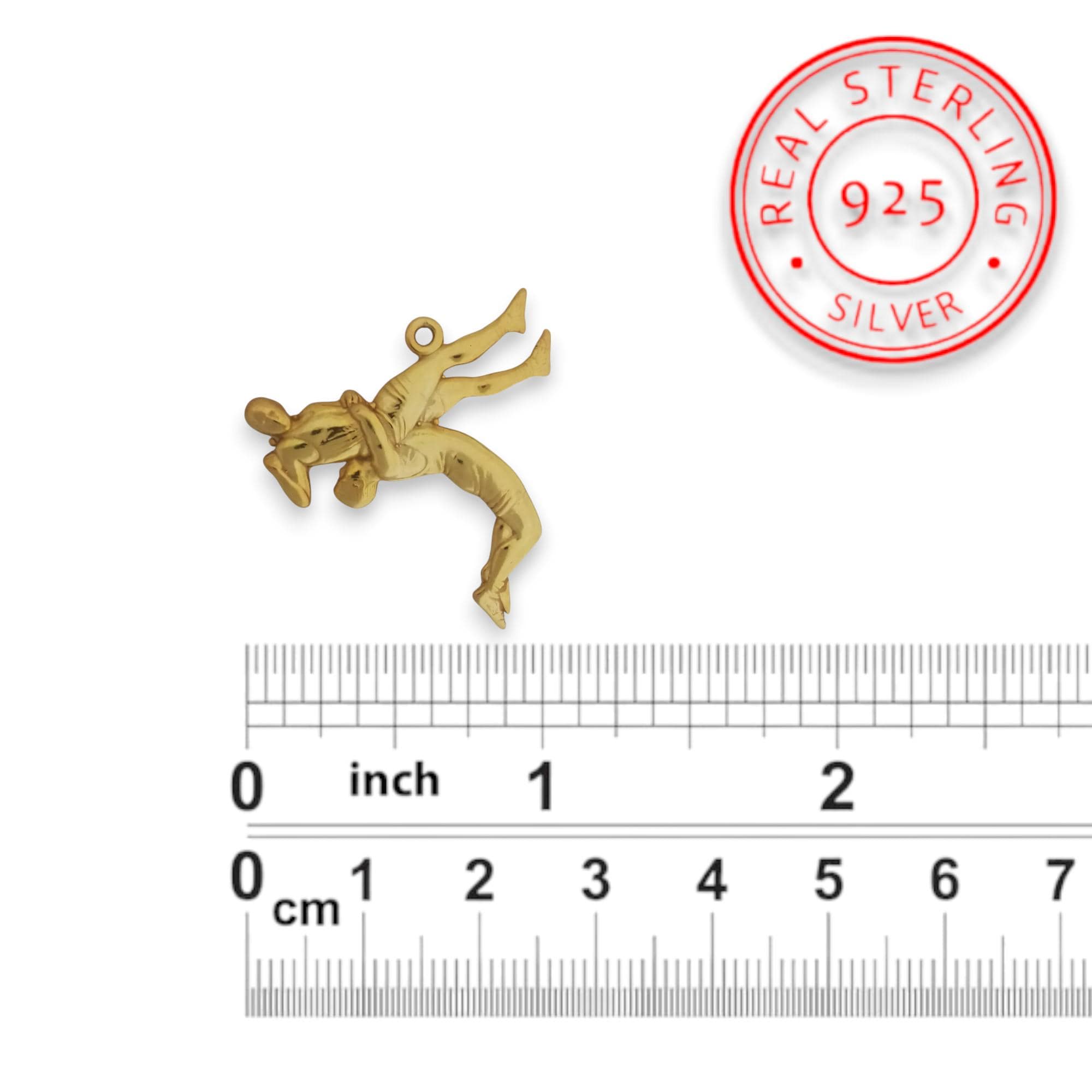 Wrestling Jewelry Pendant for Men – Gold-Plated 925 Silver Gift – Sports Accessory for Wrestlers, Coaches and Grappling Fans – Necklace