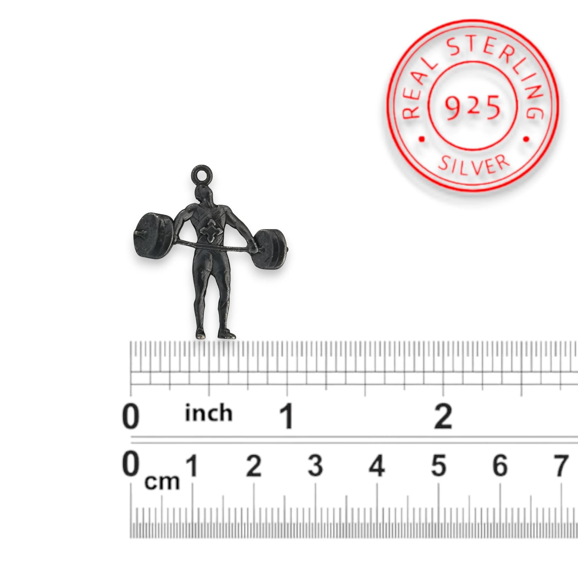 Weightlifting Pendant for Men Oxidized Black 925 Silver Jewelry Gift – Gritty Gym Charm for Lifters, Coaches & Strength Athletes – Necklace