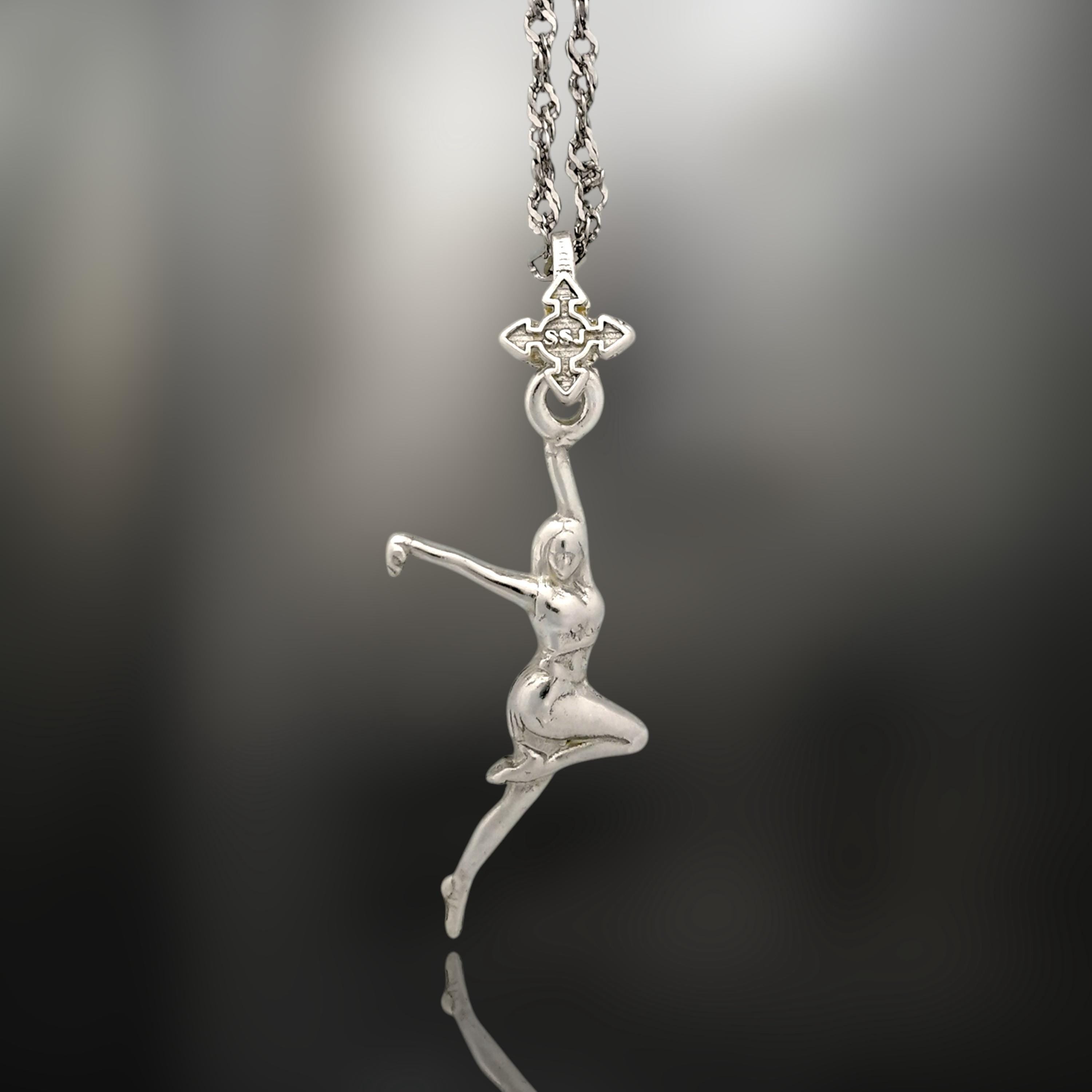 Latin Dance Jewelry Pendant for Women – Classic Silver 925 Gift – Handcrafted Sports Accessory for Dancers – Necklace