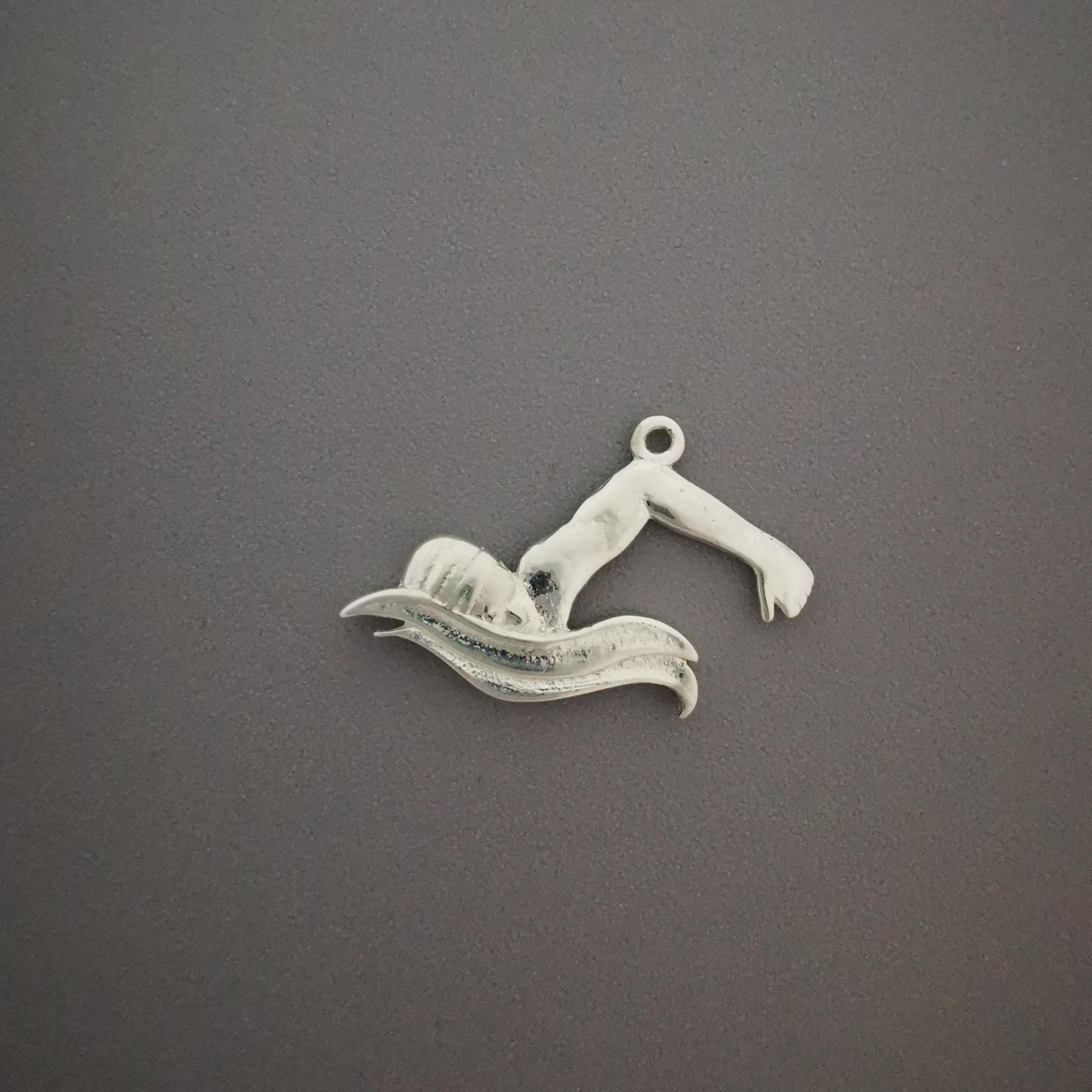 Swimming Jewelry Pendant for Men and Teen Boys Classic 925 Silver Gift Sports Accessory for Breaststroke Swimmers and Pool Training Necklace