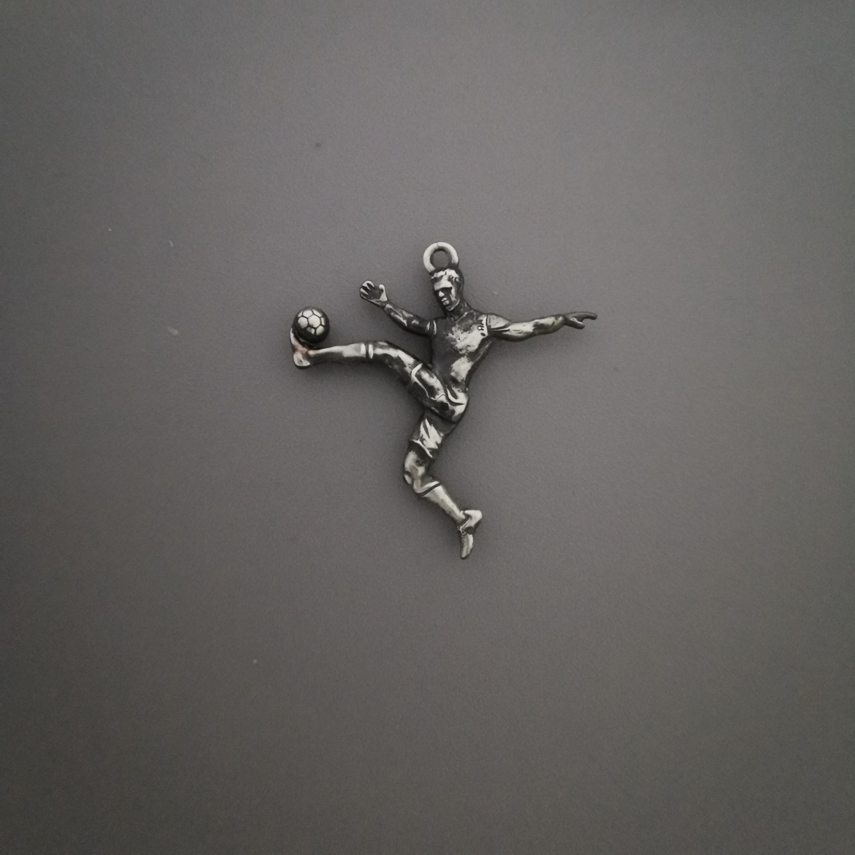 Football Soccer Jewelry Pendant for Men and Teen Boys – Vintage Style 925 Silver Gift – Patinated Sports Accessory for Players – Necklace