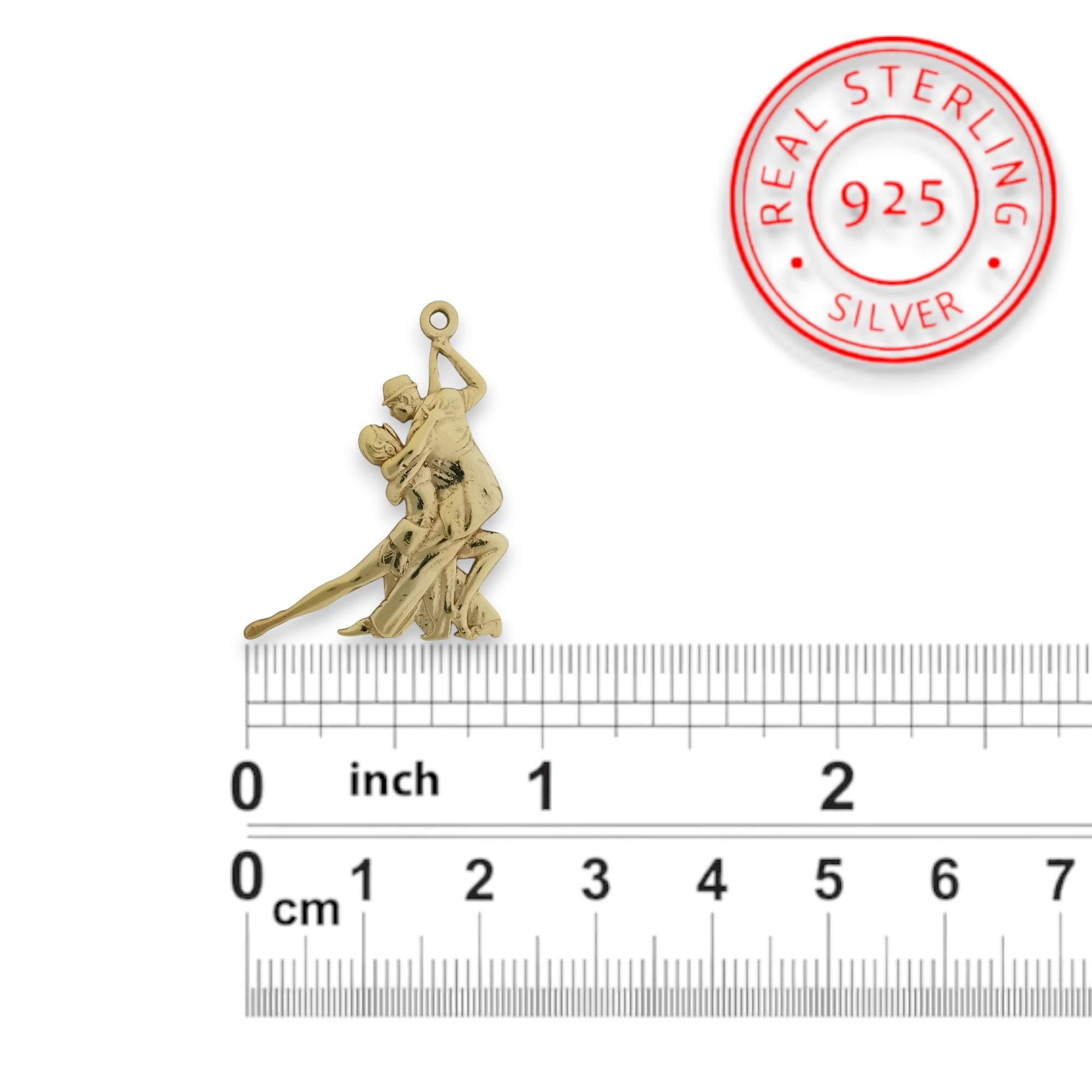 Dance Jewelry Pendant for Women – Gold-Plated 925 Silver Gift – Tango Salsa Sports Charm for Couples, Dancers & Artists – Necklace