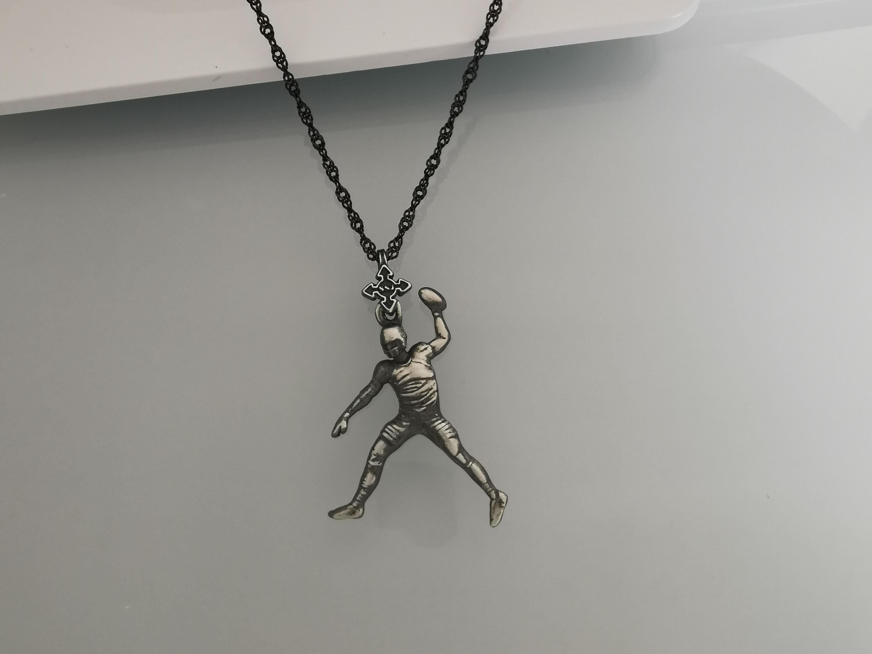 American Football Jewelry Pendant for Men – Vintage Style 925 Silver Gift – Sports Necklace