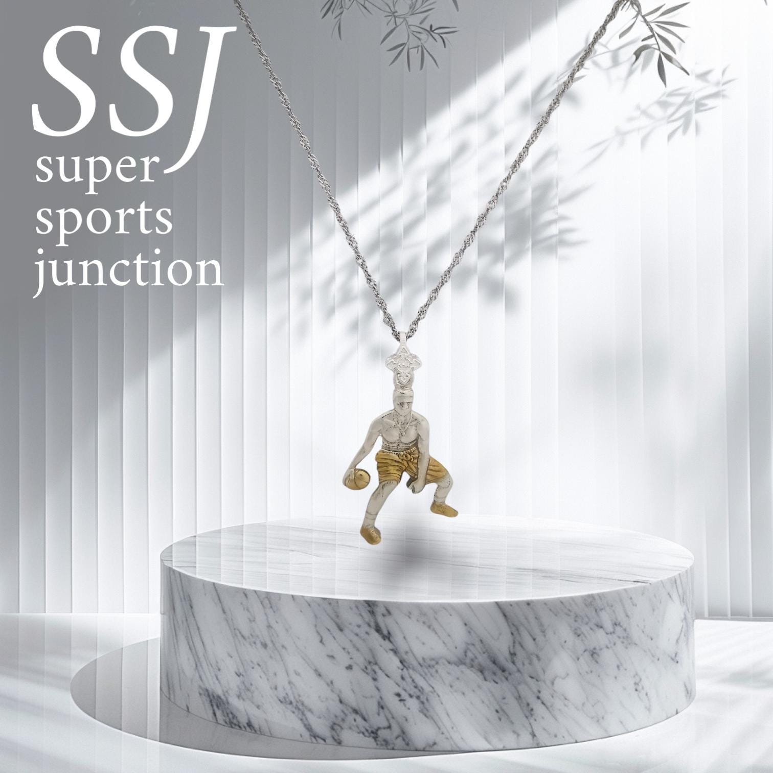 Basketball Jewelry Pendant for Men, Silver with Partial Gold Plating 925 Gift, Two-Tone Sports Accessory for Players and Collectors Necklace