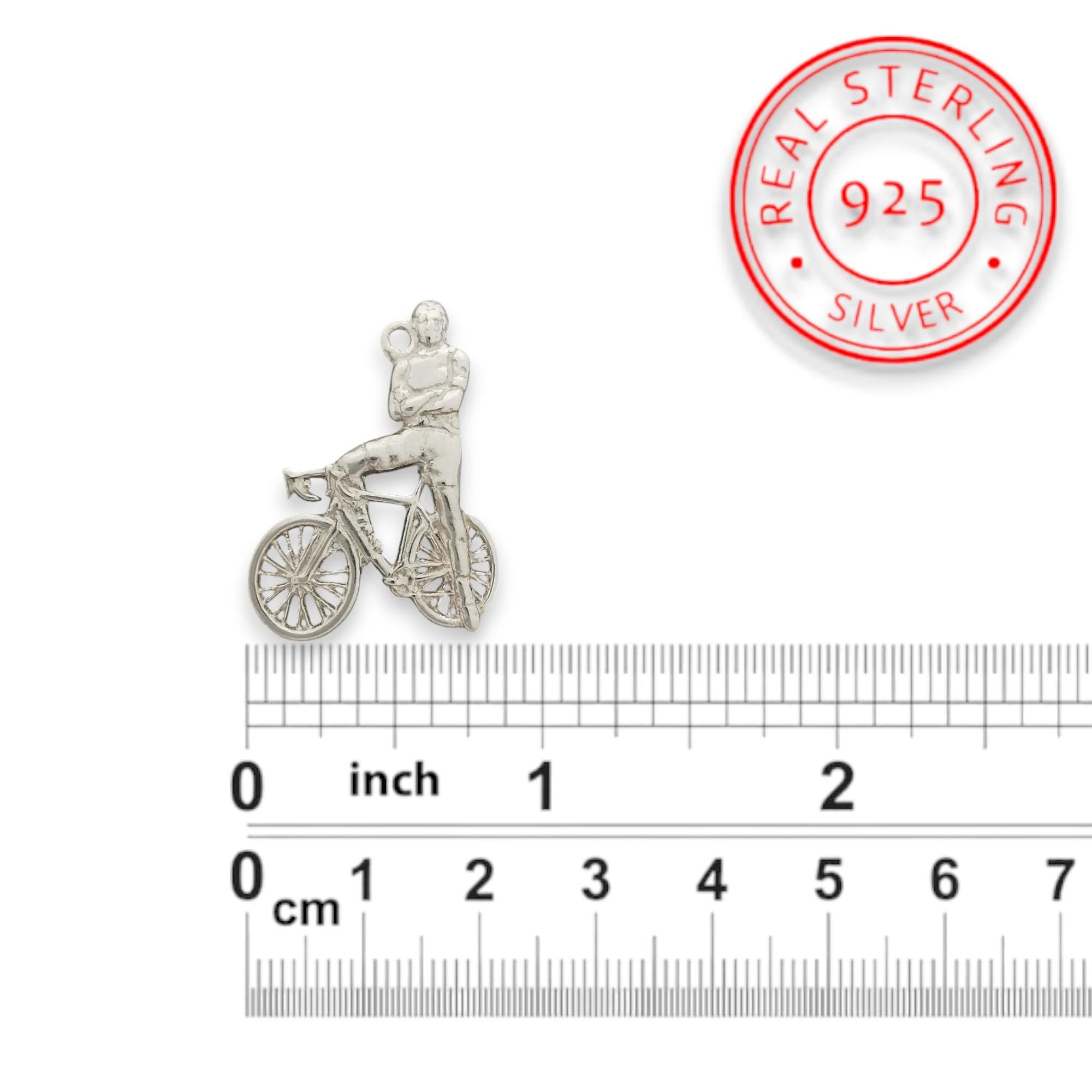Cycling Jewelry Pendant for Men – Classic 925 Silver Gift – Sports Accessory for Cyclists and Bike Enthusiasts – Necklace
