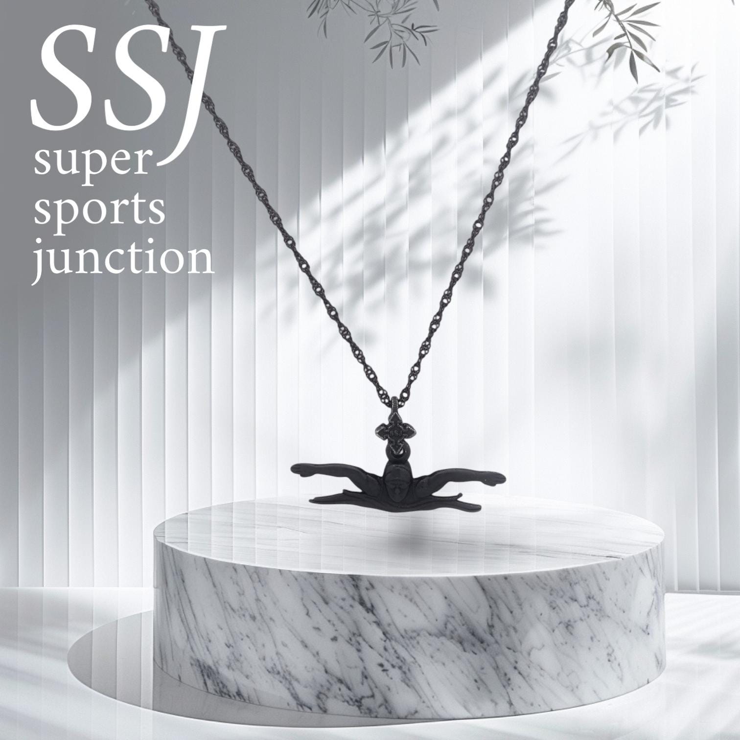 Swimming Jewelry Pendant for Men and Teen Boys – Oxidized Black 925 Silver Gift – Sports Accessory for Butterfly Swimmers – Necklace