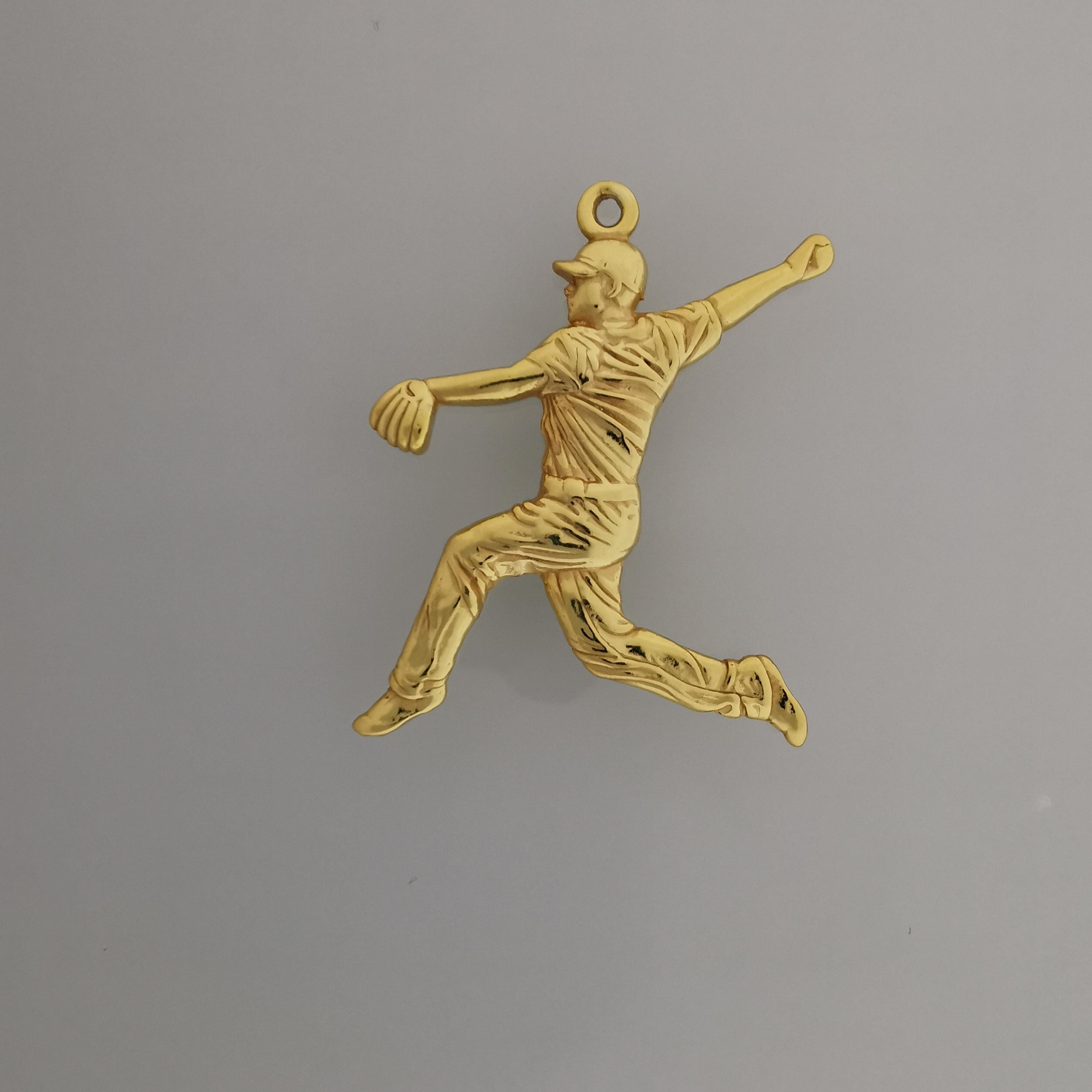 Baseball Jewelry Pendant for Men – Gold-Plated 925 Silver Gift – Handcrafted Sport Charm for Players & Pitchers – Necklace