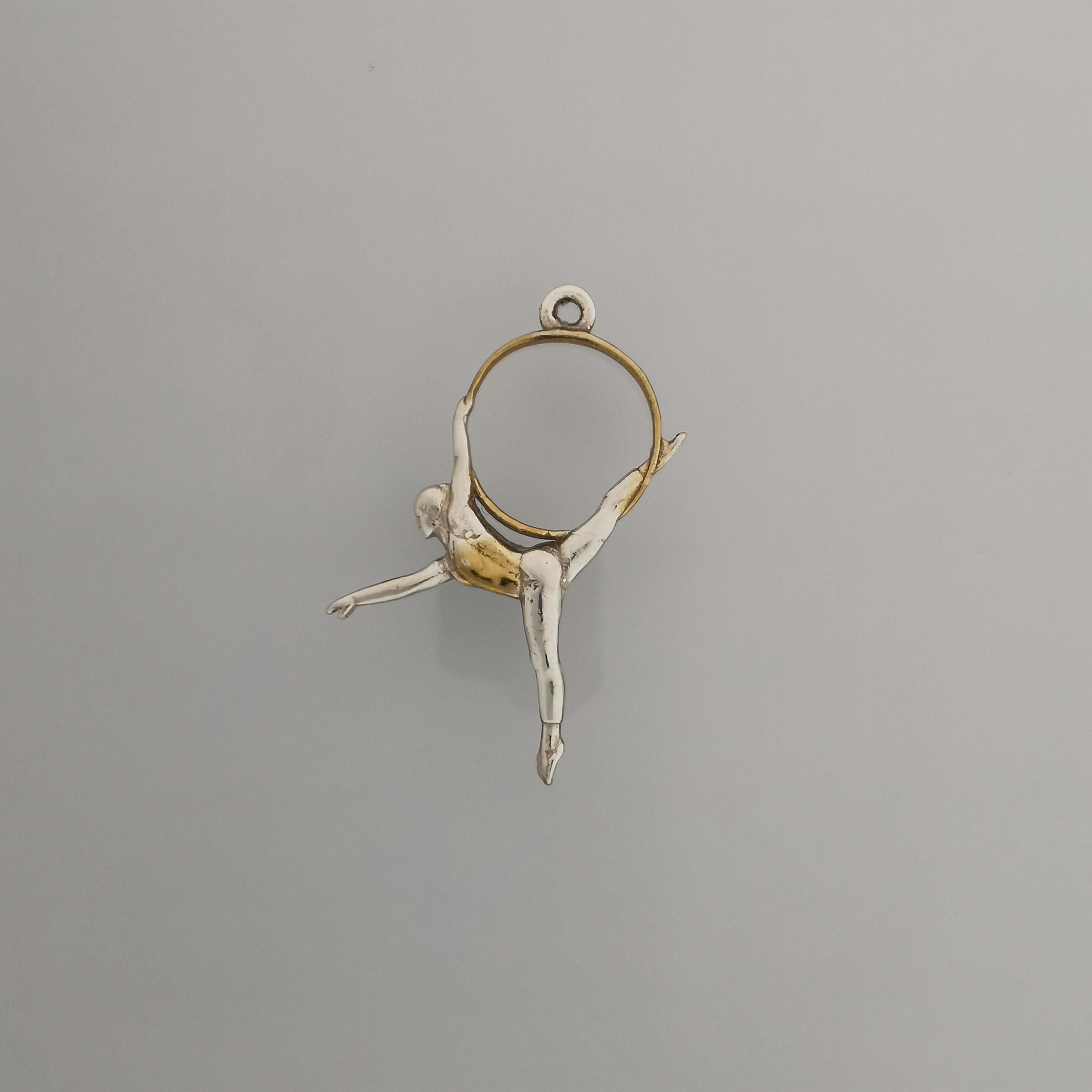 Aerial Hoop Pendant – Two-Tone 925 Silver Necklace with Gold Accent – Graceful Jewelry Gift for Aerial Performers and Elegant Women