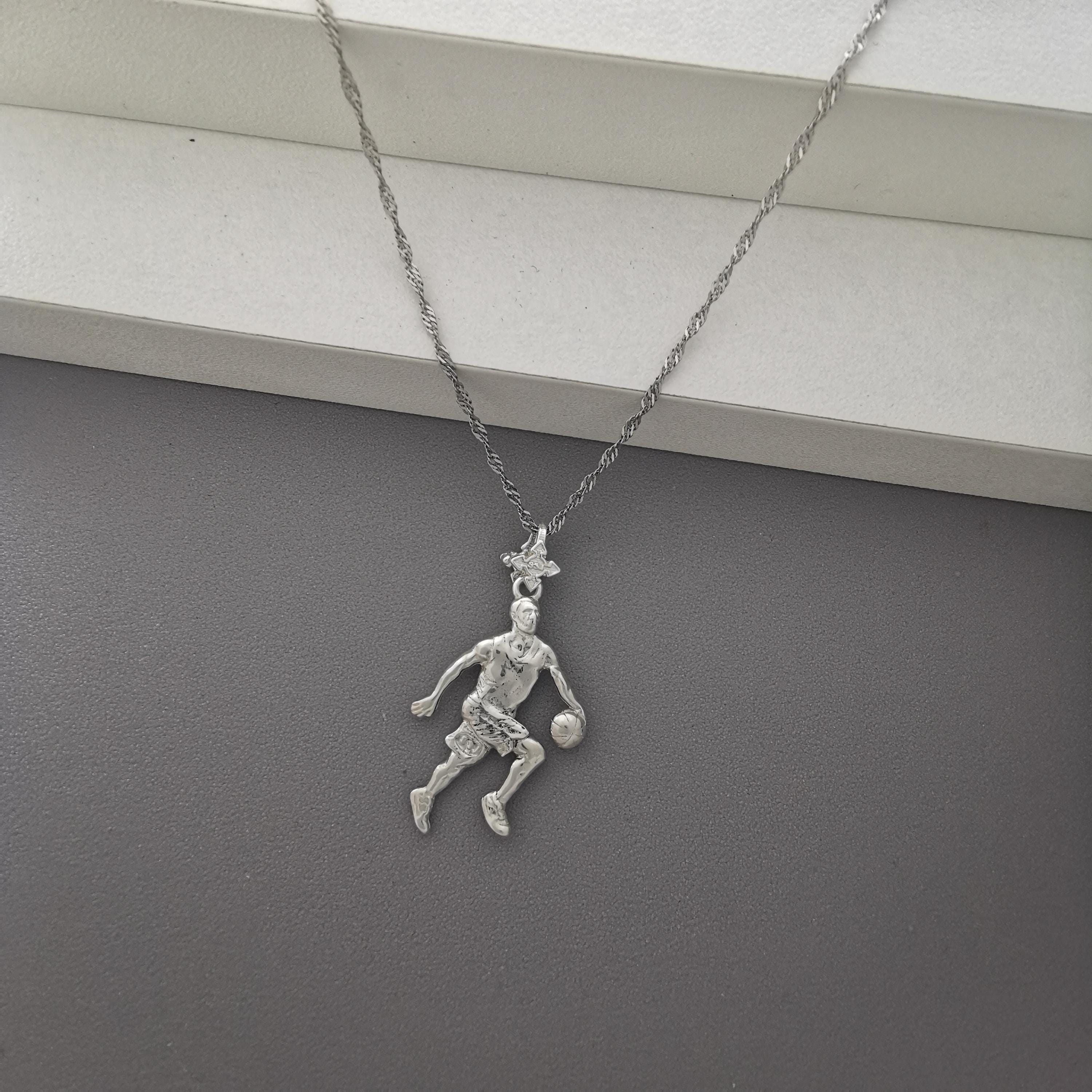 Basketball Jewelry Pendant for Men – Classic Silver 925 Gift – Handcrafted Sports Charm for Players and Collectors – Necklace