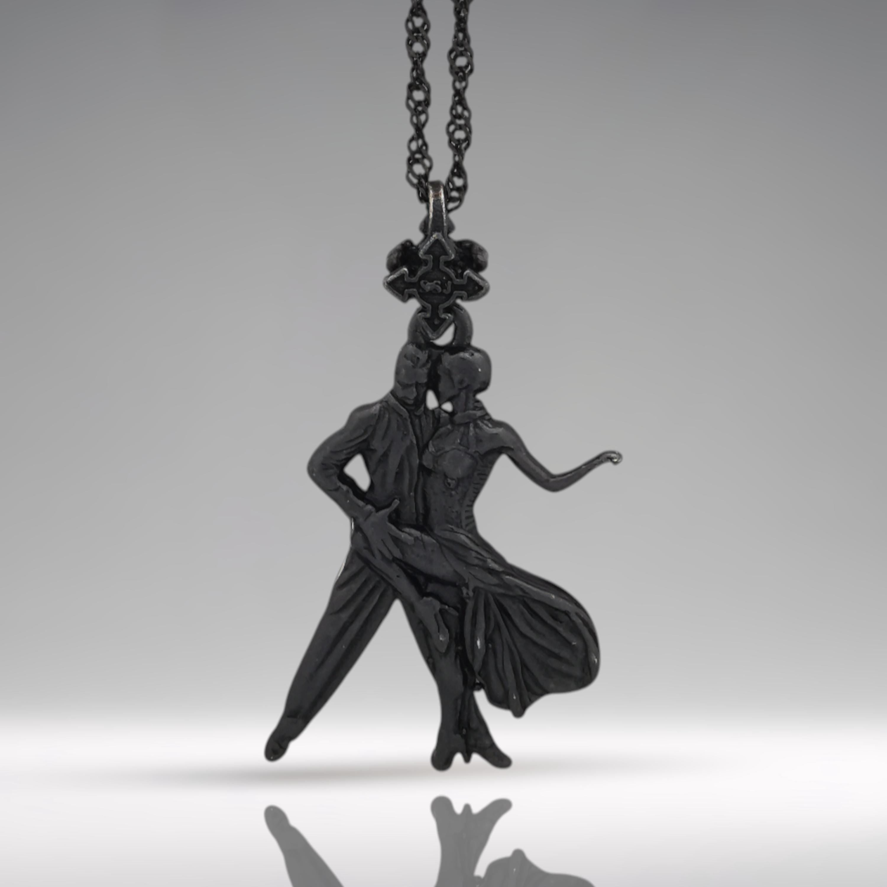 Tango Pendant for Women – Oxidized Black 925 Silver Jewelry Gift – Latin Dance Accessory for Girls & Ballroom Lovers – Necklace