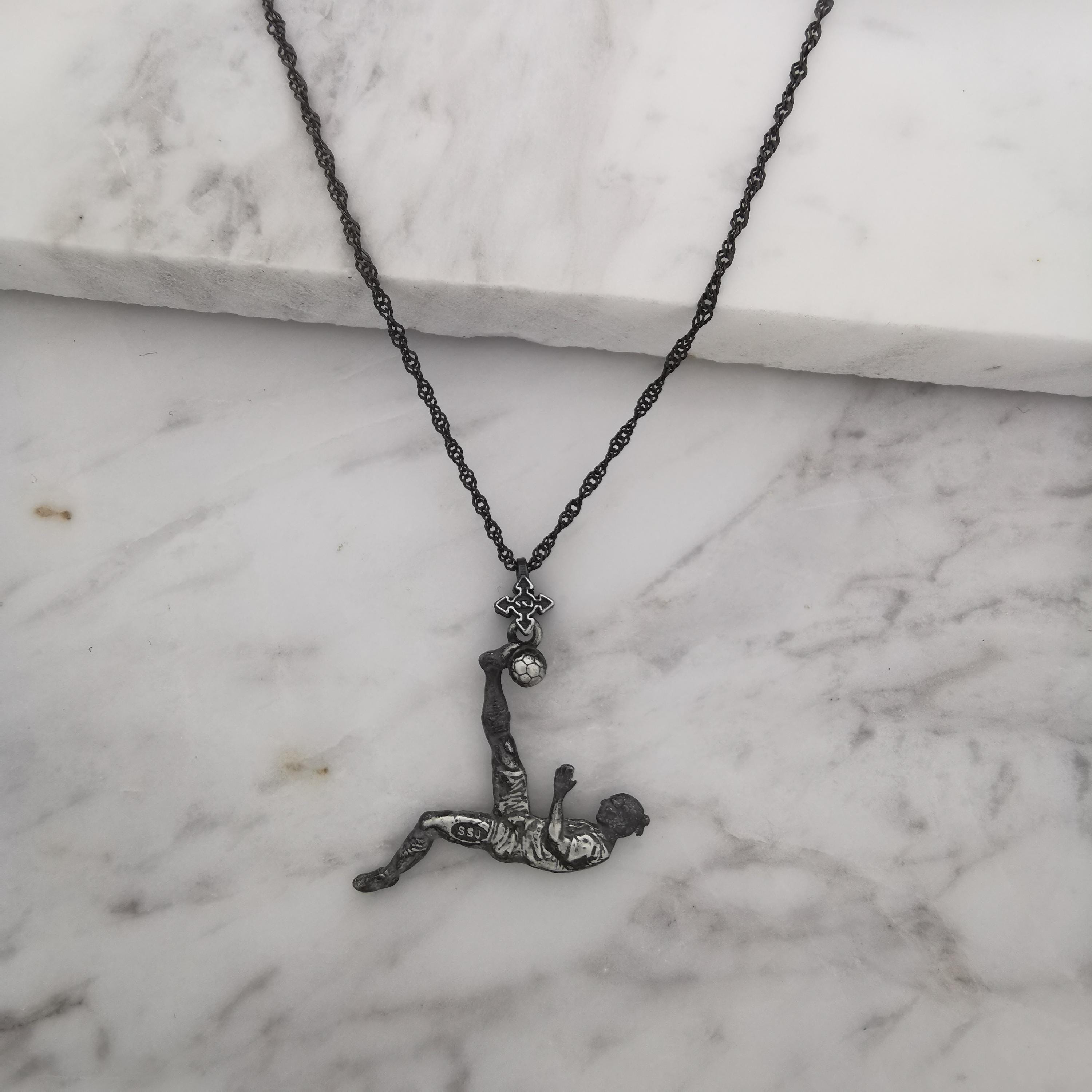 Football (Soccer) Jewelry Pendant for Men – Vintage Style 925 Silver Gift – Handcrafted Sports Charm for Players & Fans – Necklace