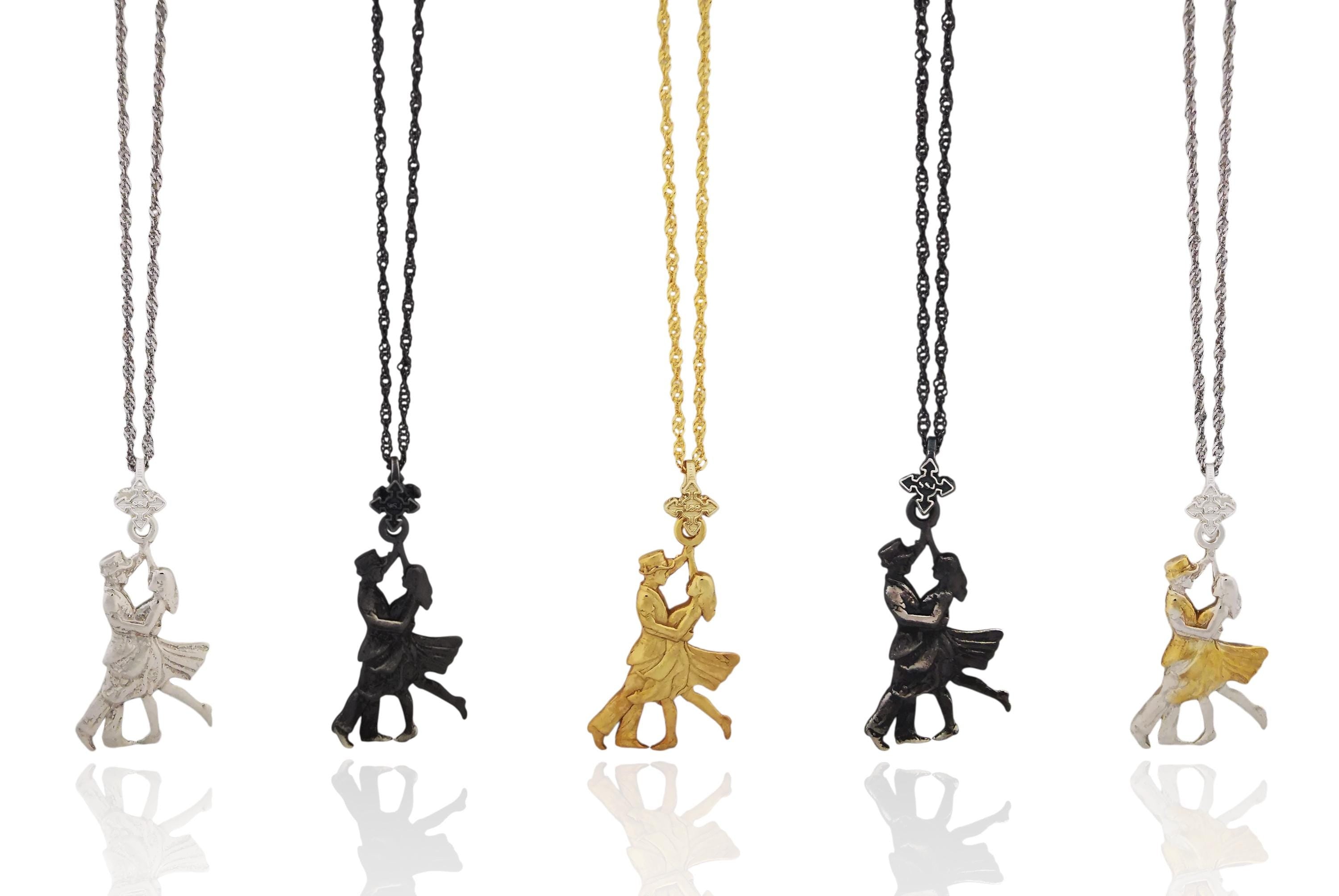 Tango Jewelry Pendant for Women – Gold-Plated 925 Silver Gift – Latin Dance Sports Accessory for Ballroom Dancers – Necklace