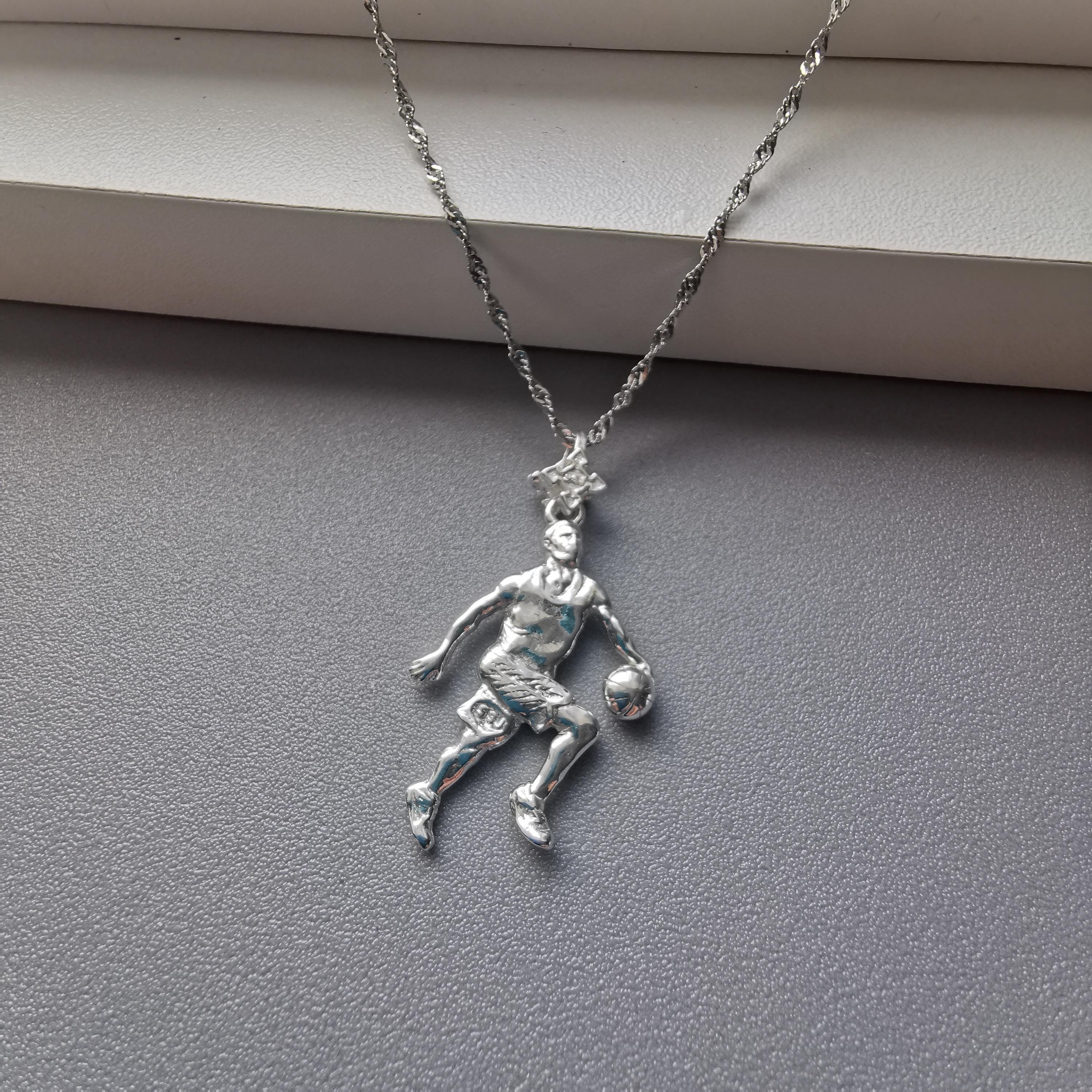 Basketball Jewelry Pendant for Men – Classic Silver 925 Gift – Handcrafted Sports Charm for Players and Collectors – Necklace