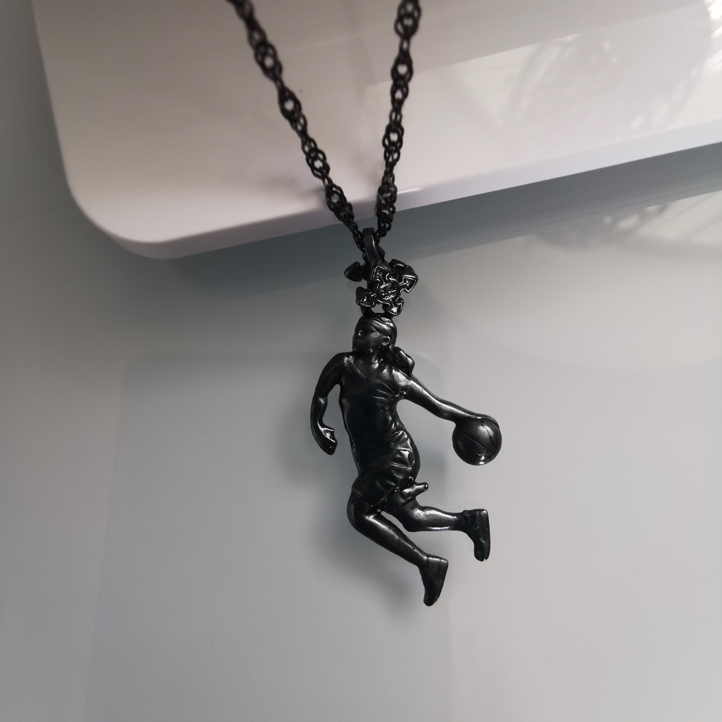 Basketball Pendant for Women and Girls, Oxidized Black 925 Silver Jewelry Gift Handcrafted Sports Charm for Players, Coaches & Fans Necklace