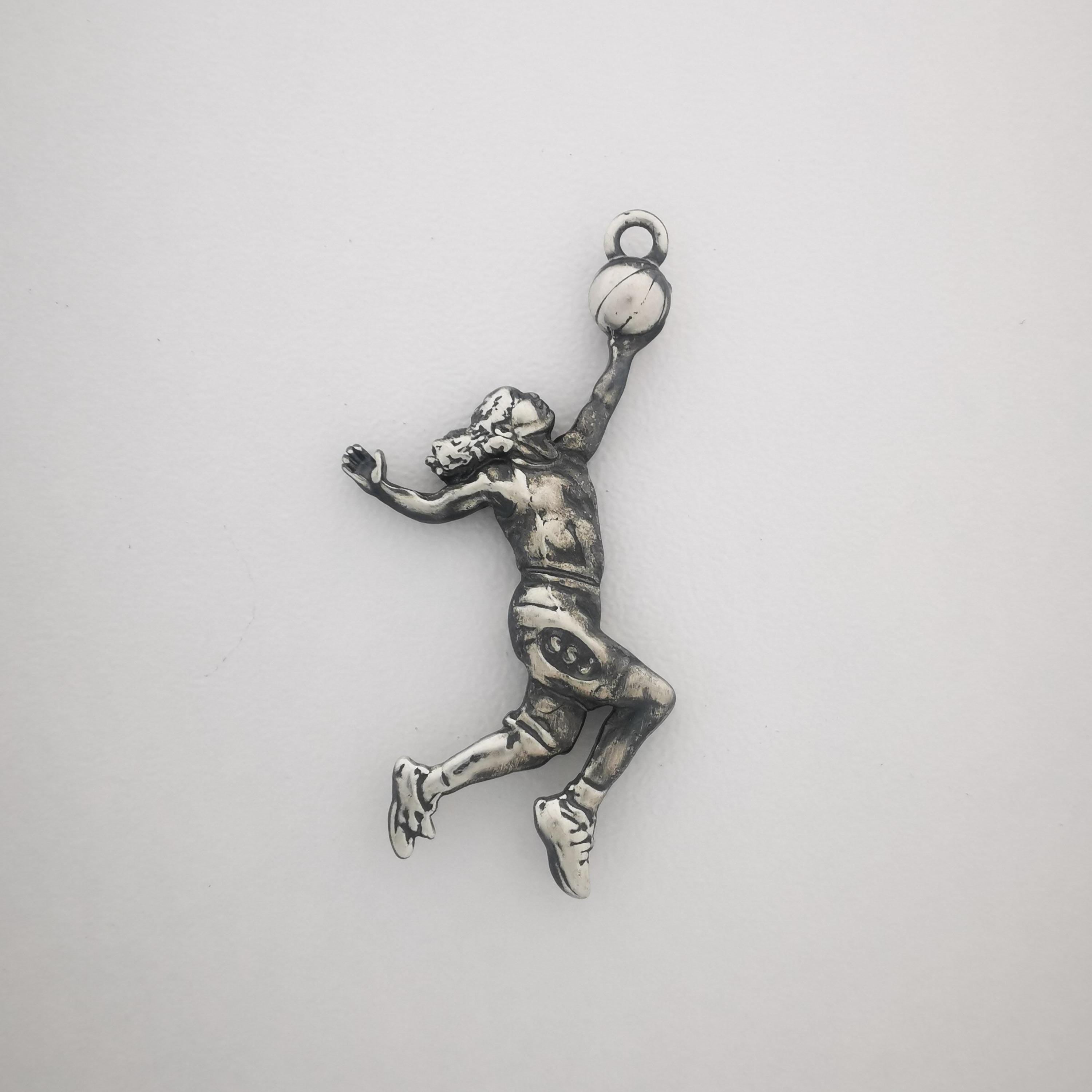 Basketball Jewelry Pendant for Women – Vintage Style 925 Silver Gift – Sporty Accessory for Girls and Players – Necklace