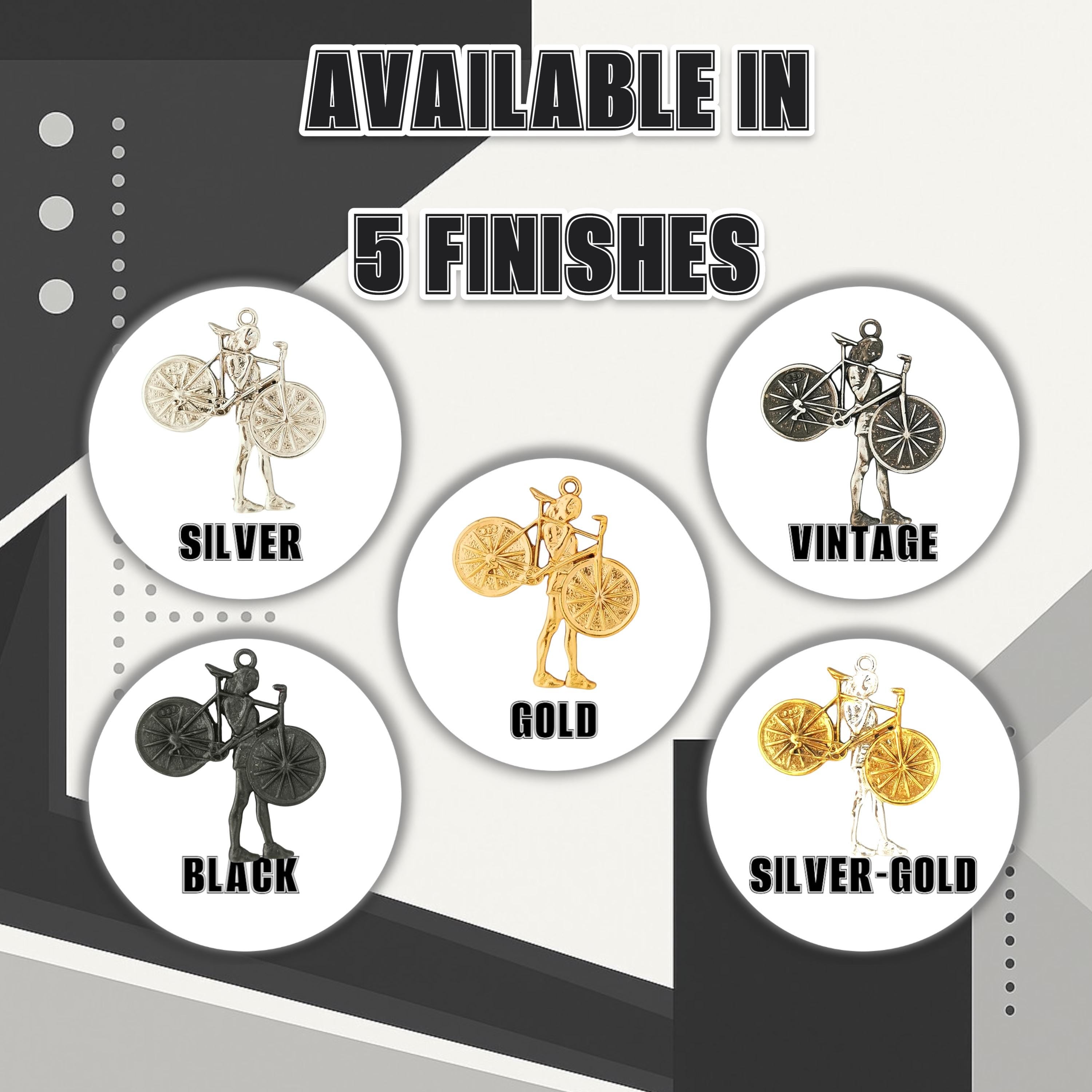 Cycling Jewelry Pendant for Women – Silver with Partial Gold Plating 925 Gift – Elegant Sports Accessory for Cyclists and Riders – Necklace