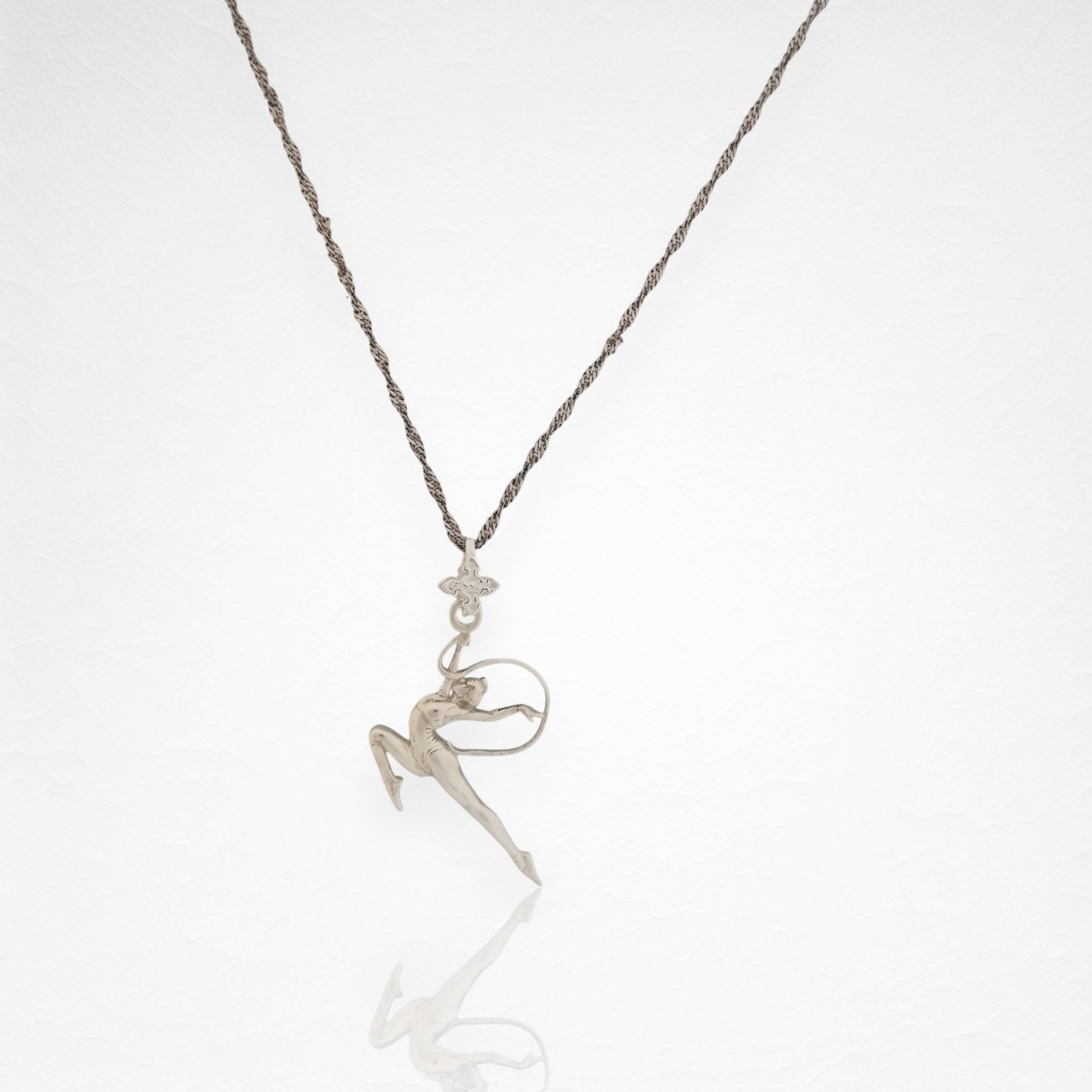 Rhythmic Gymnastics Jewelry Pendant for Girls – Classic Silver 925 Sports Gift – Handcrafted Charm for Dancers & Athletes – Necklace