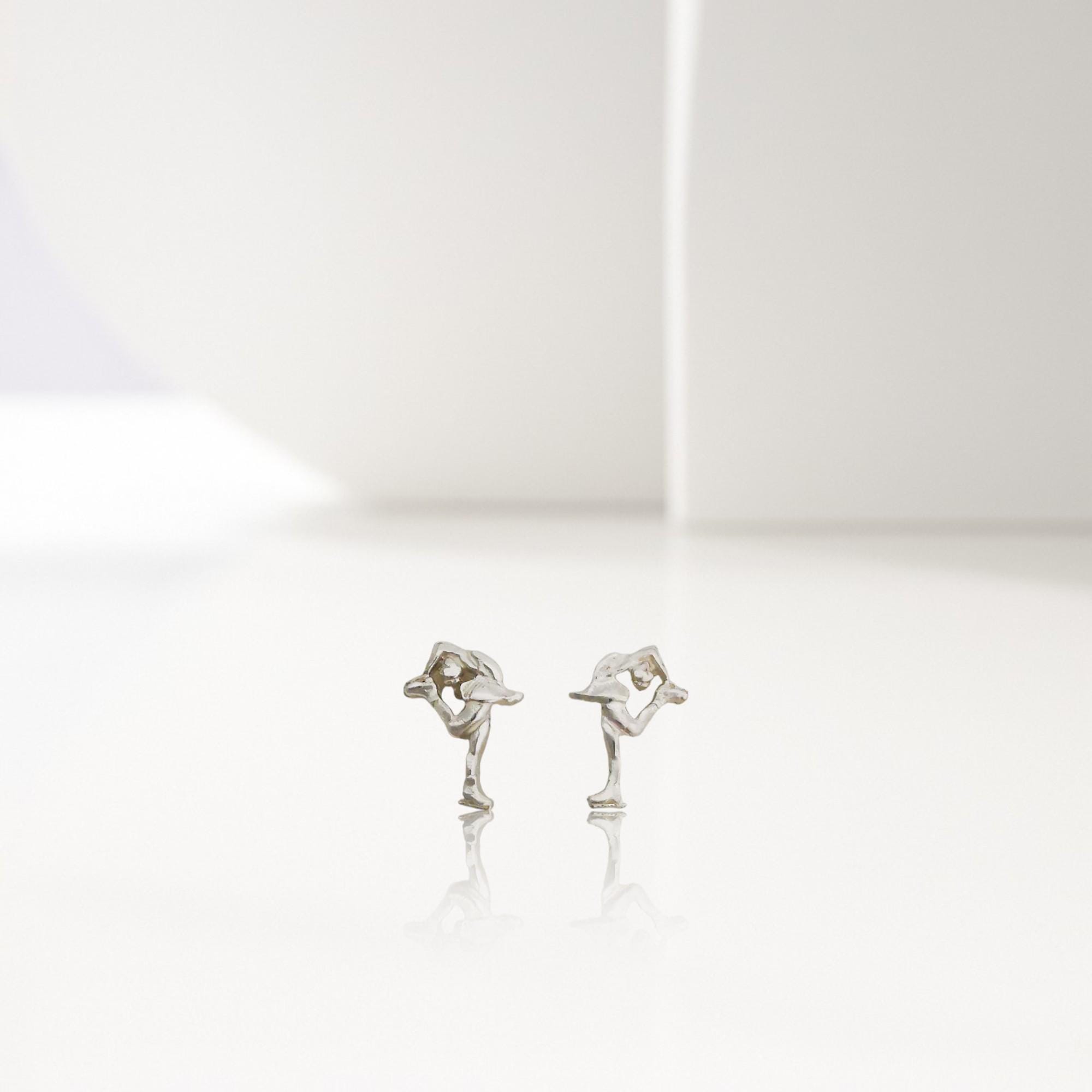 Figure Skating Stud Earrings – Minimalist 925 Sterling Silver Jewelry for Women, Gift for Skater, Coach or Athlete, Small Sports Earrings