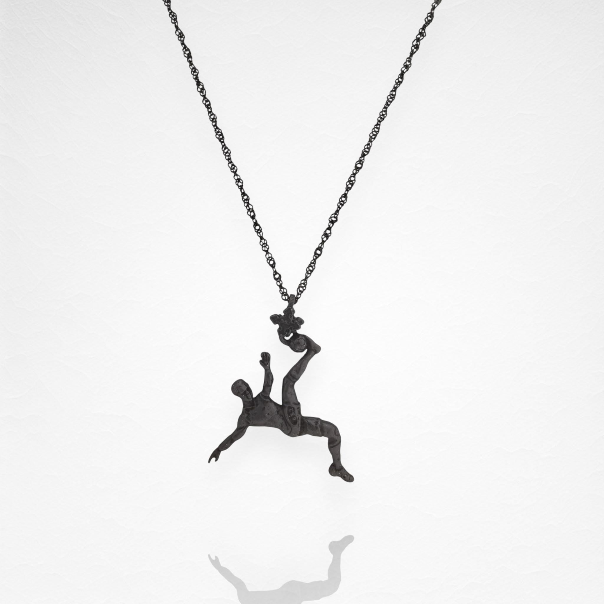 Football (Soccer) Pendant for Men – Oxidized Black 925 Silver Jewelry Gift – Handcrafted Sports Charm for Players, Coaches & Fans – Necklace