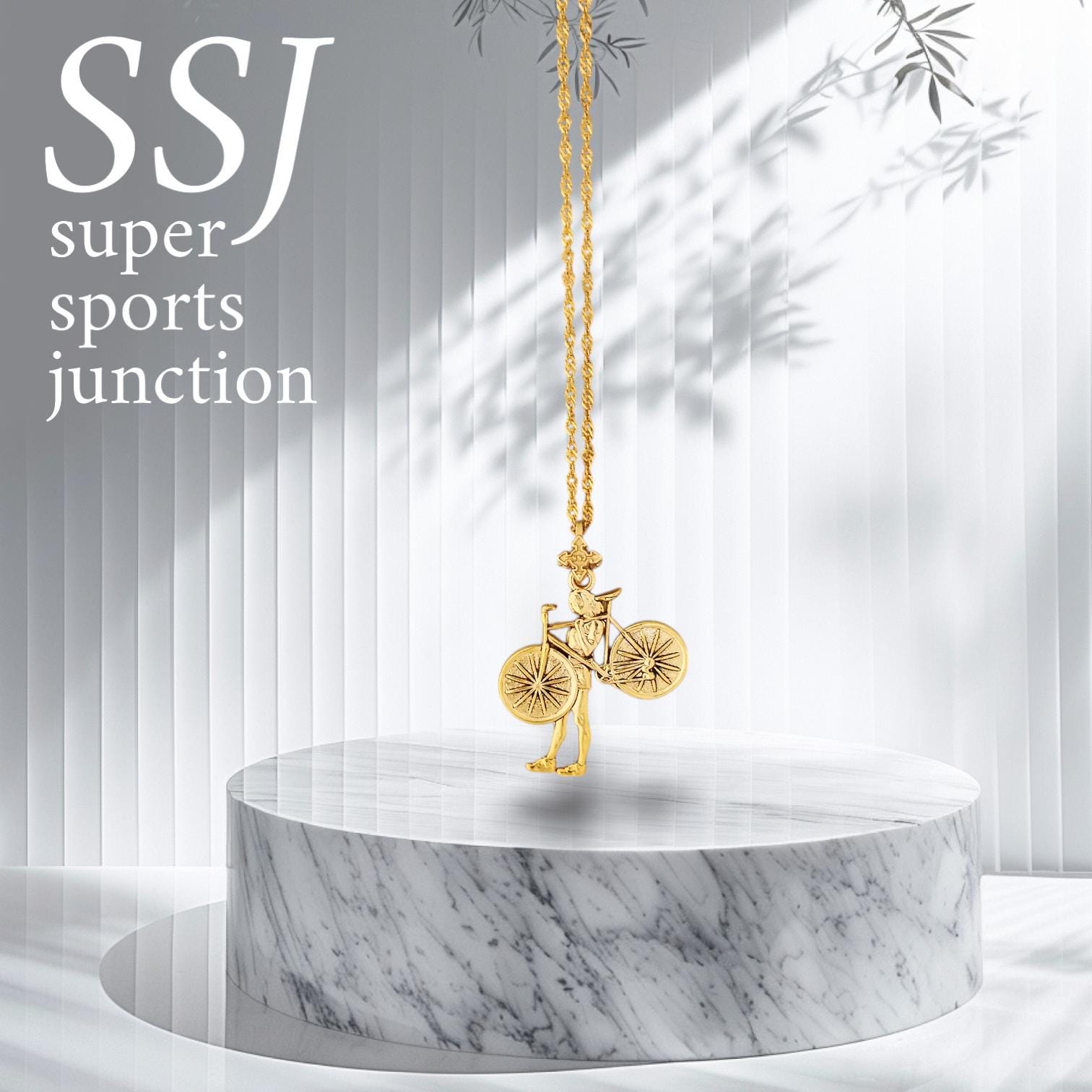 Cycling Jewelry Pendant for Women – Gold-Plated 925 Silver Gift – Elegant Sports Accessory for Cyclists and Coaches – Necklace
