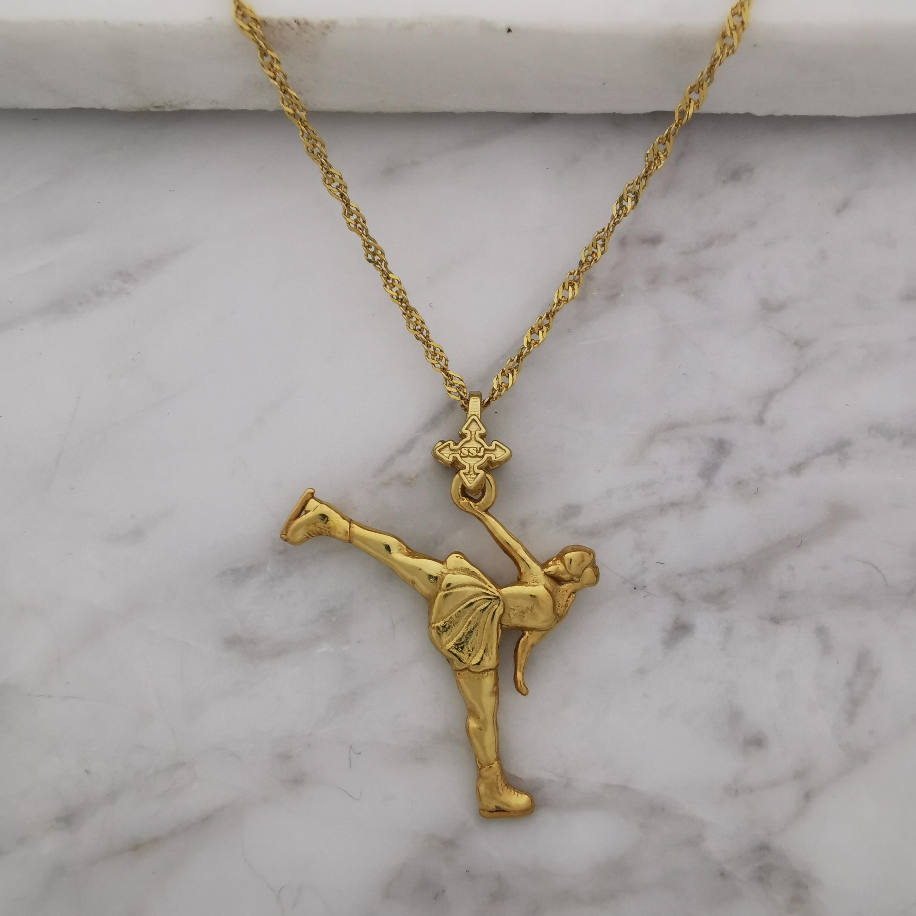 Figure Skating Jewelry Pendant for Women – Gold-Plated 925 Silver Gift – Handcrafted Sports Accessory for Teens – Necklace