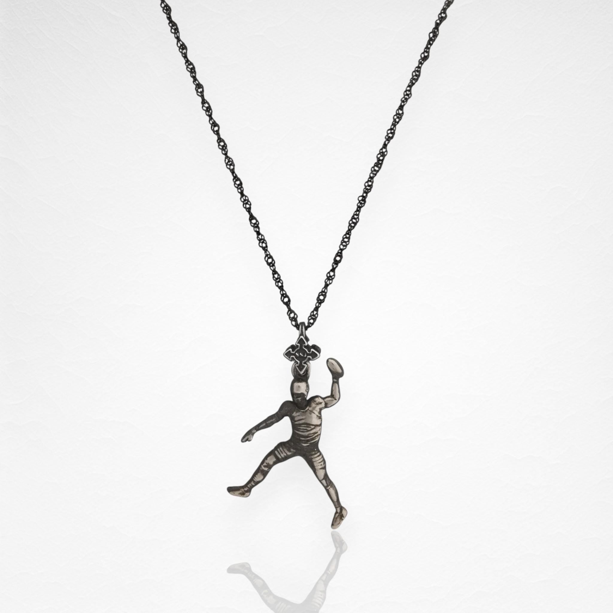 American Football Jewelry Pendant for Men – Vintage Style 925 Silver Gift – Sports Necklace