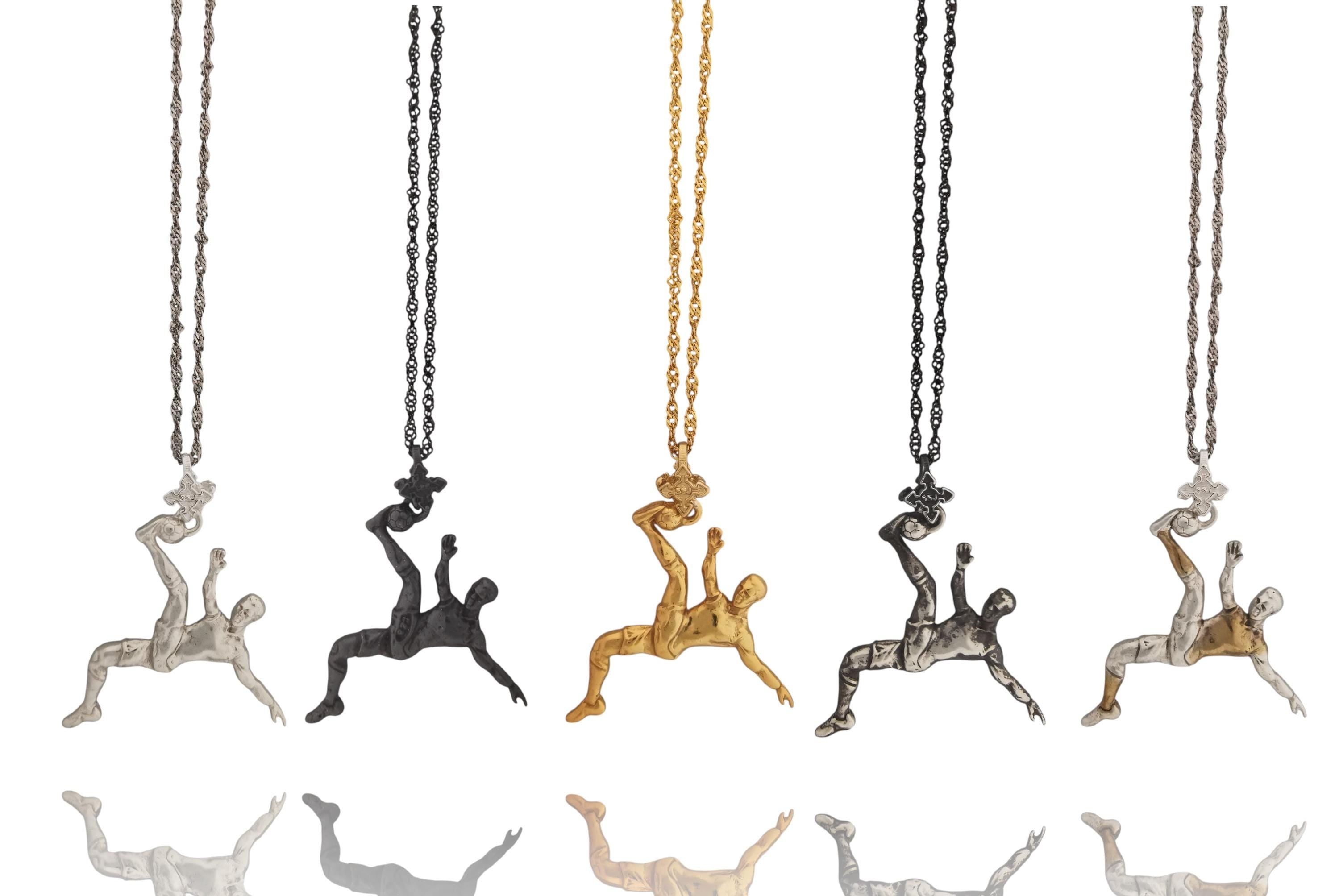Football (Soccer) Pendant for Men – Oxidized Black 925 Silver Jewelry Gift – Handcrafted Sports Charm for Players, Coaches & Fans – Necklace
